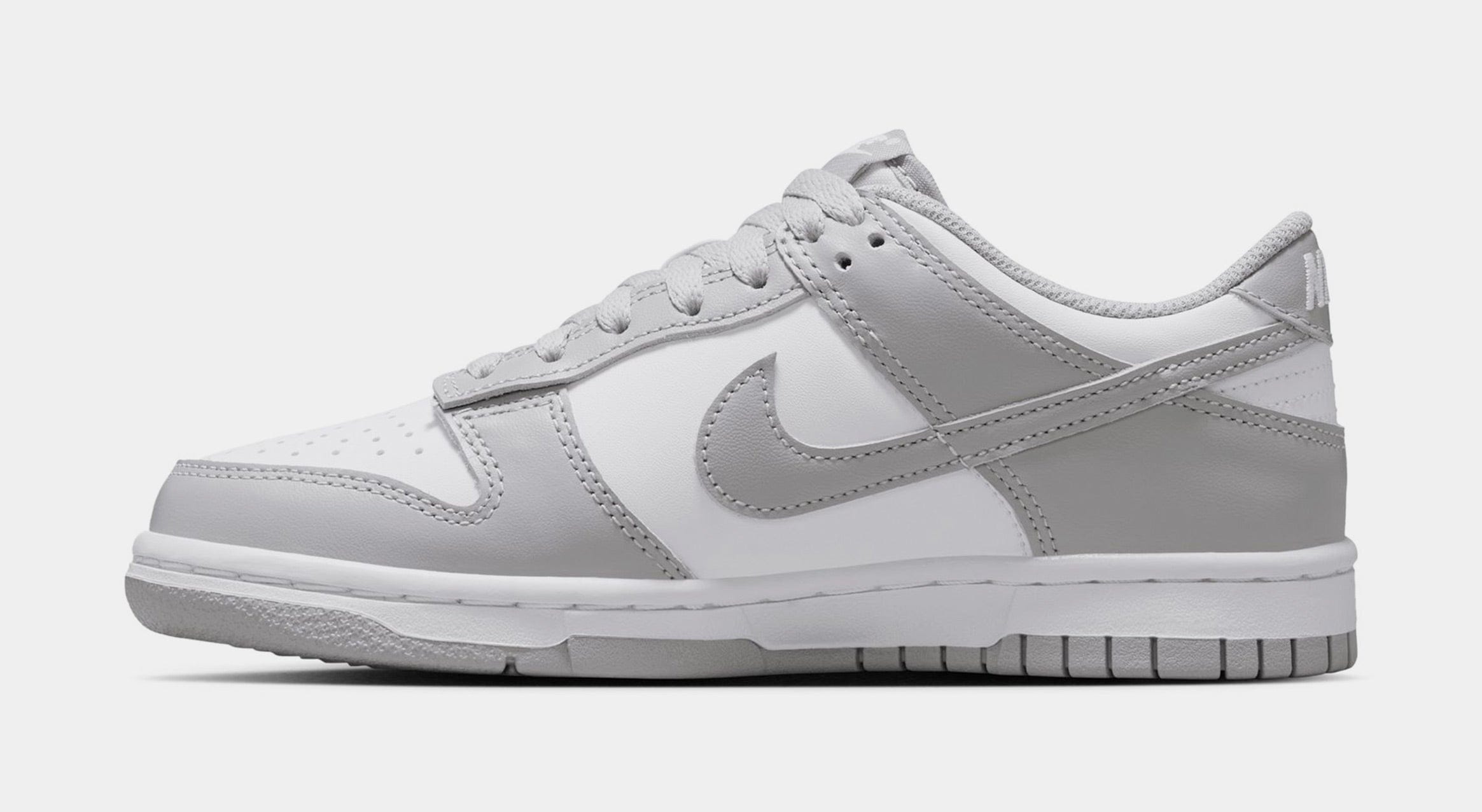 Nike Dunk Low Grade School Basketball Shoes (White/Light Grey/White)