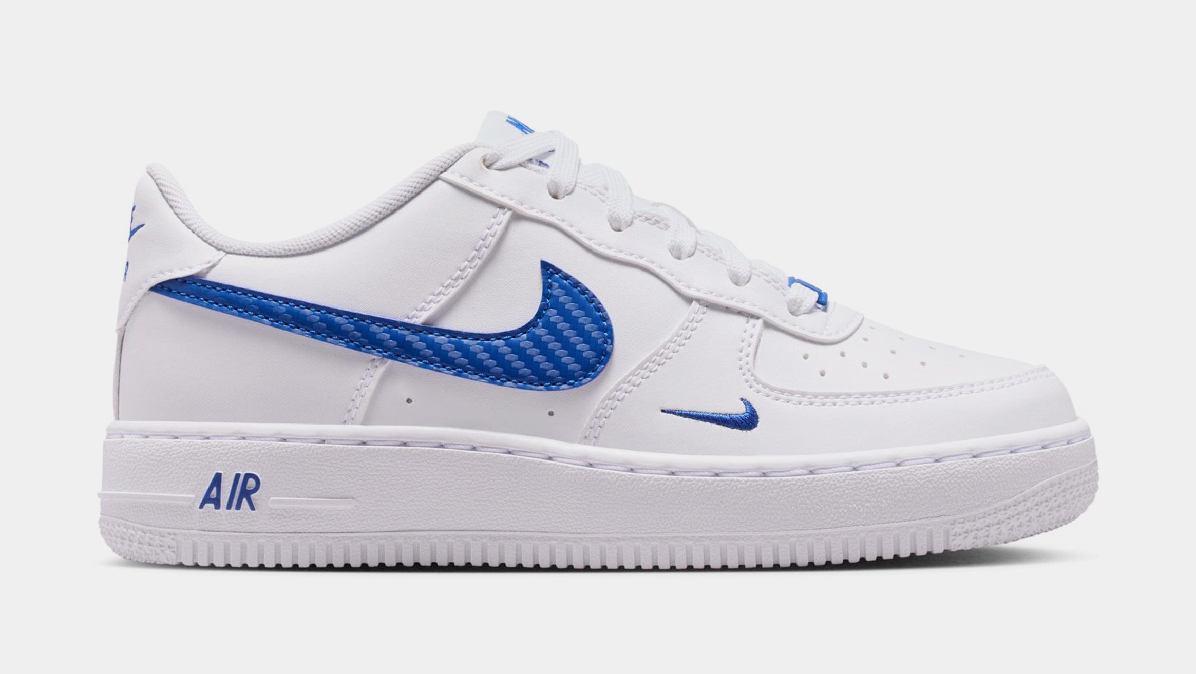 Nike Air Force 1 Tech Essential Grade School Lifestyle Shoes (White/Game Royal)