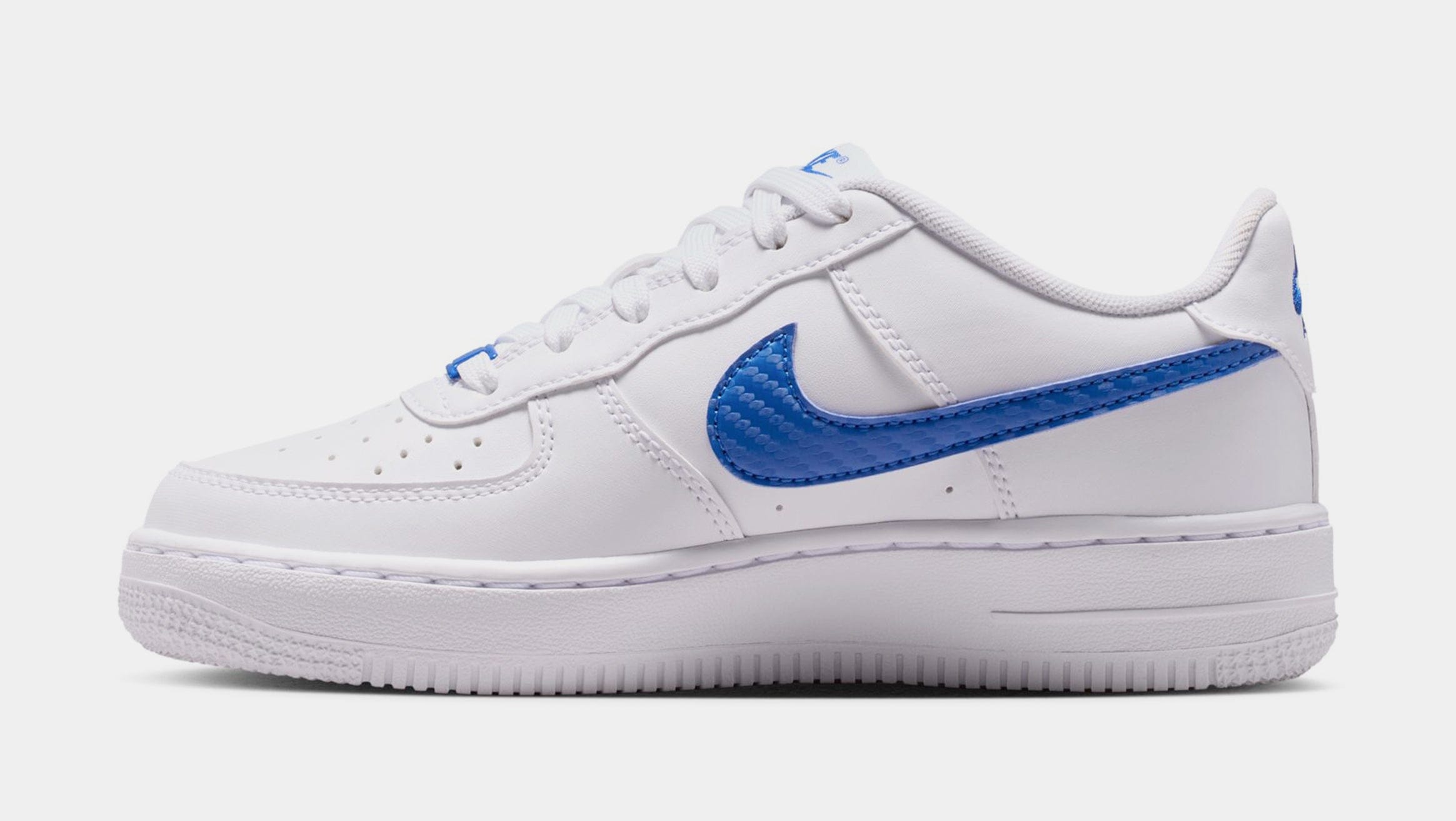 Nike Air Force 1 Tech Essential Grade School Lifestyle Shoes (White/Game Royal)