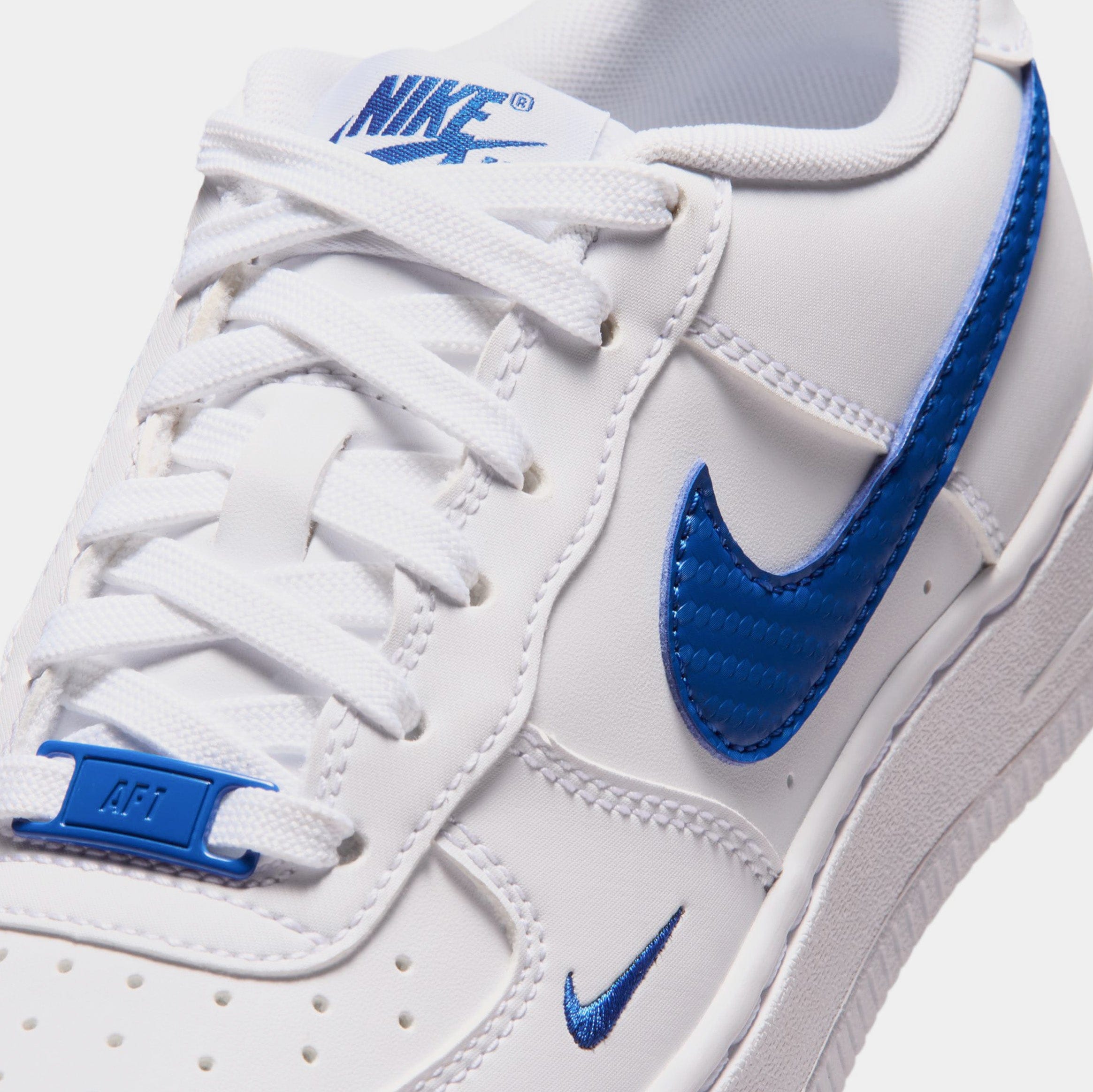 Nike Air Force 1 Tech Essential Grade School Lifestyle Shoes (White/Game Royal)