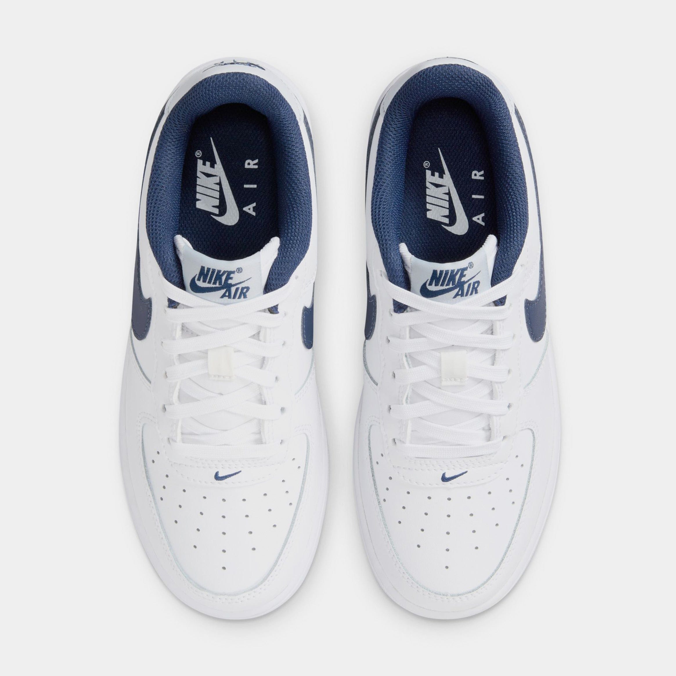 Nike Air Force 1 Grade School Basketball Shoes (White/Midnight Navy/Football Grey)