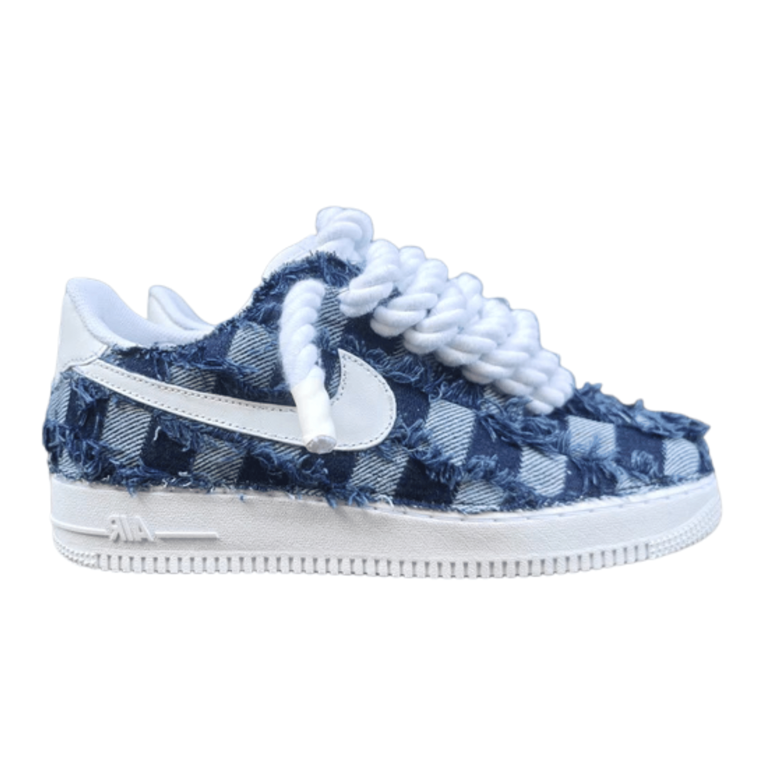 Nike Air Force 1 Rope Custom Denim Jeans Lavaggio Scuro