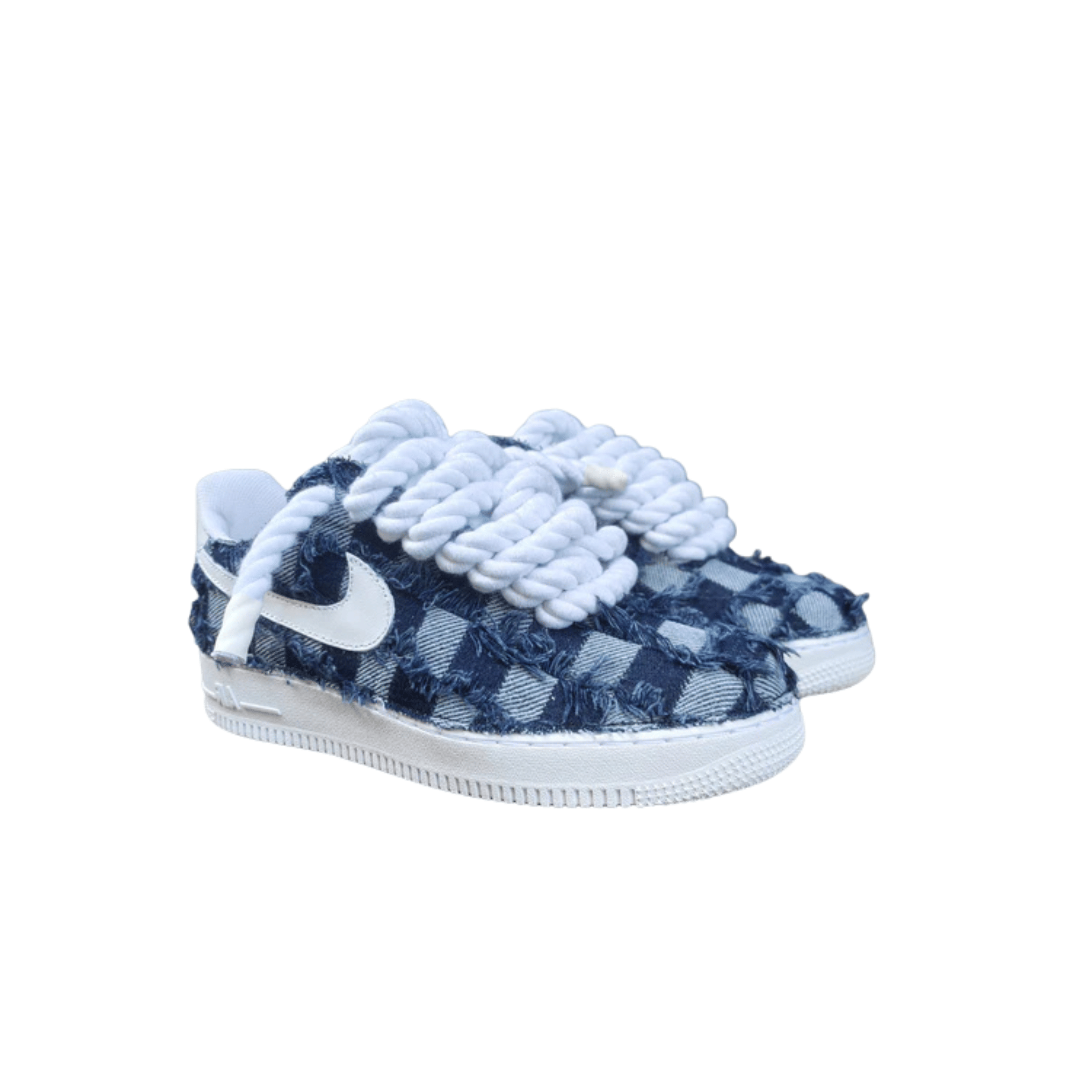 Nike Air Force 1 Rope Custom Denim Jeans Lavaggio Scuro