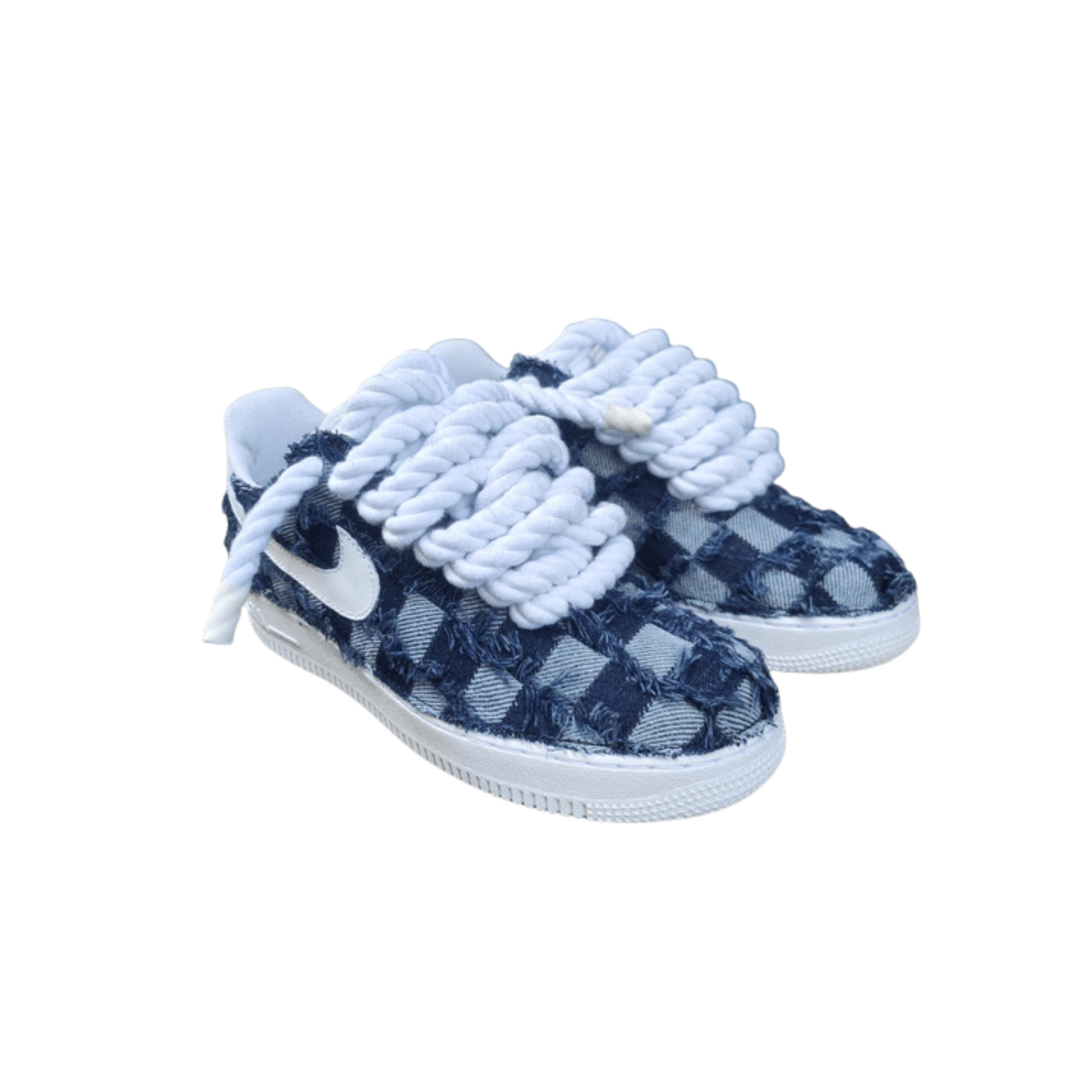 Nike Air Force 1 Rope Custom Denim Jeans Lavaggio Scuro