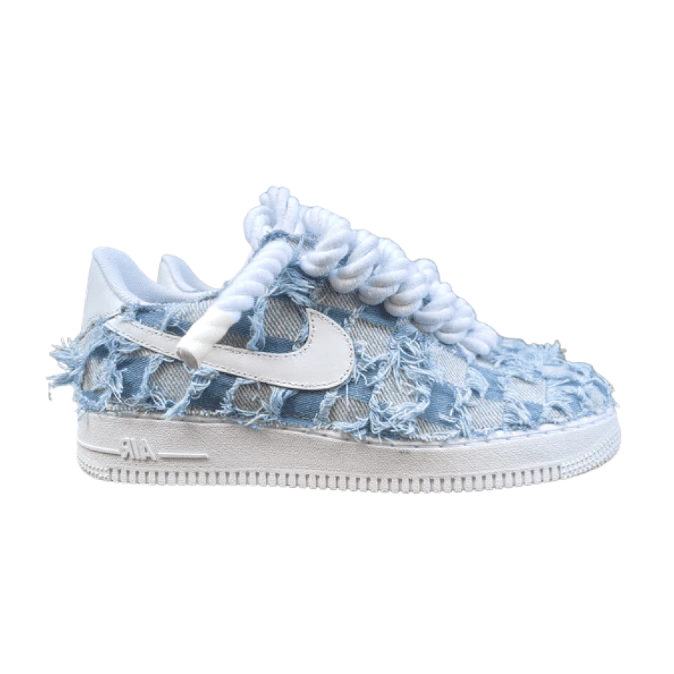Nike Air Force 1 Rope Custom Denim Jeans Lavaggio Chiaro