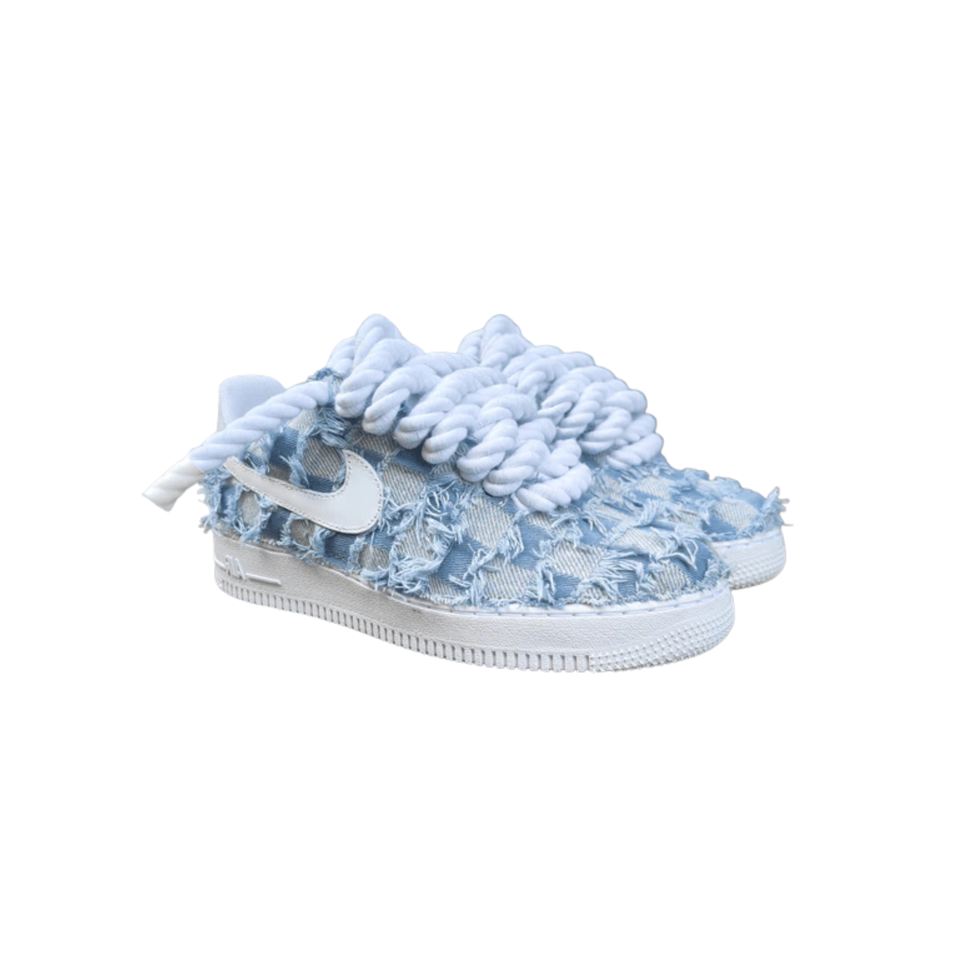 Nike Air Force 1 Rope Custom Denim Jeans Lavaggio Chiaro