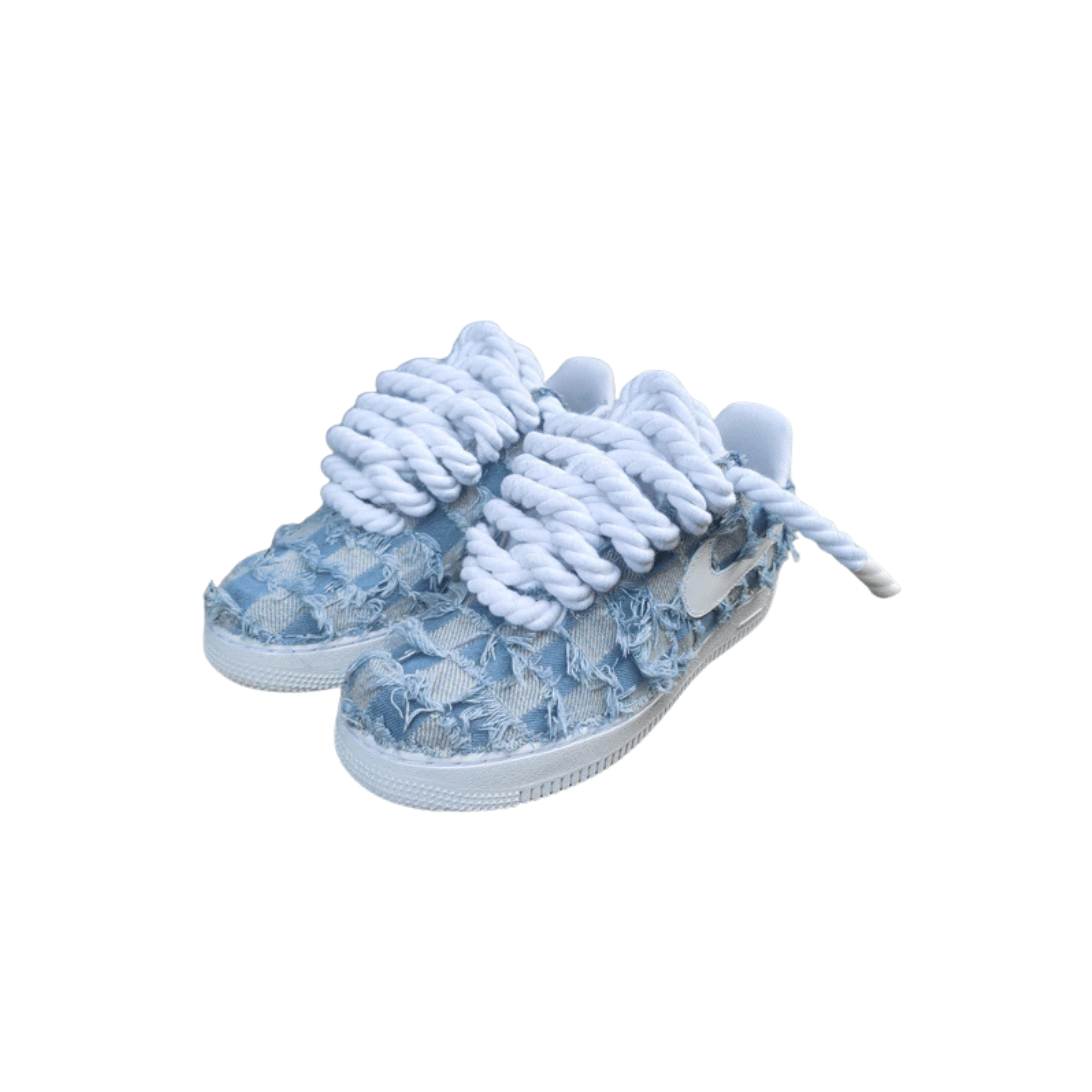 Nike Air Force 1 Rope Custom Denim Jeans Lavaggio Chiaro