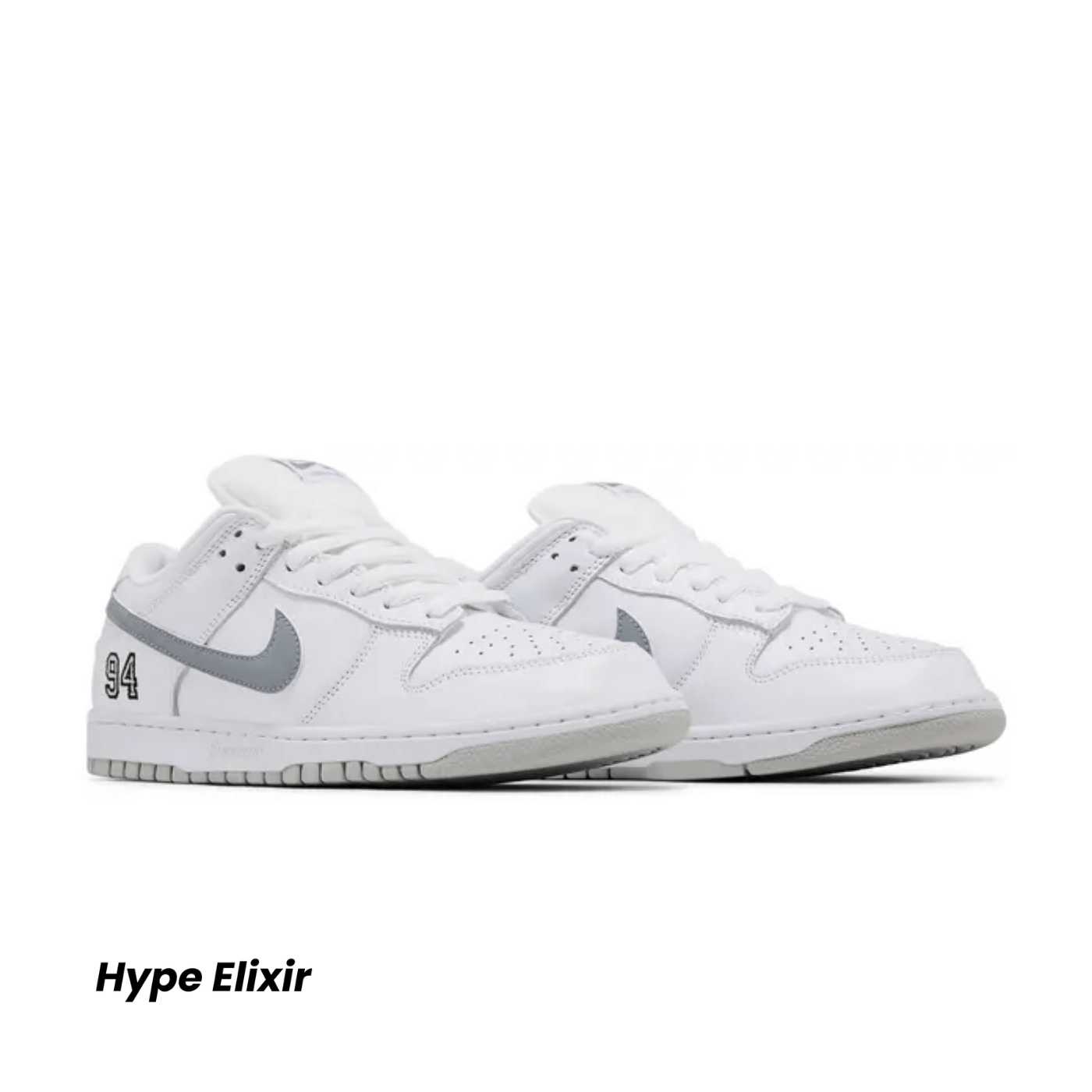 Nike SB Dunk Low Supreme 94 White Metallic Silver