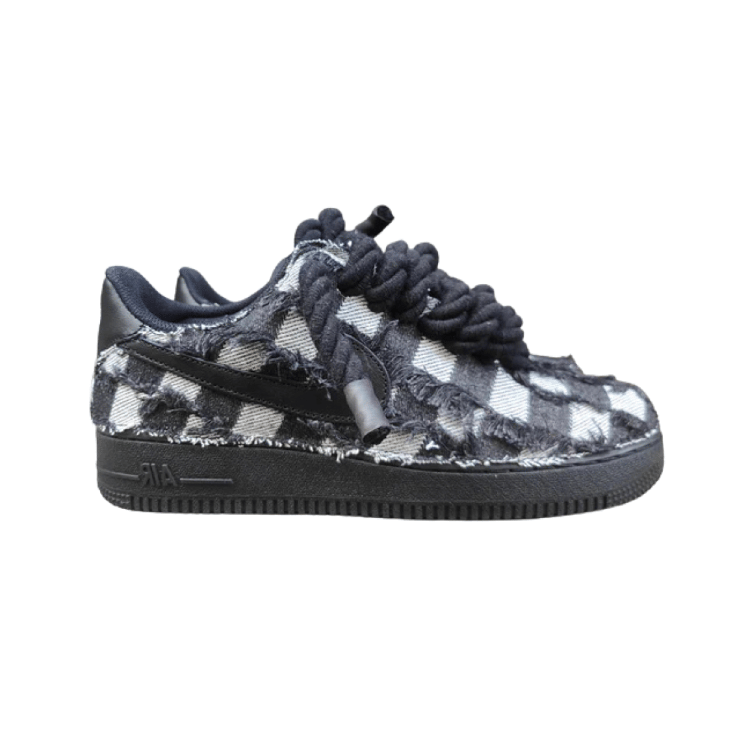 Nike Air Force 1 Rope Custom Denim Jeans Black Nere