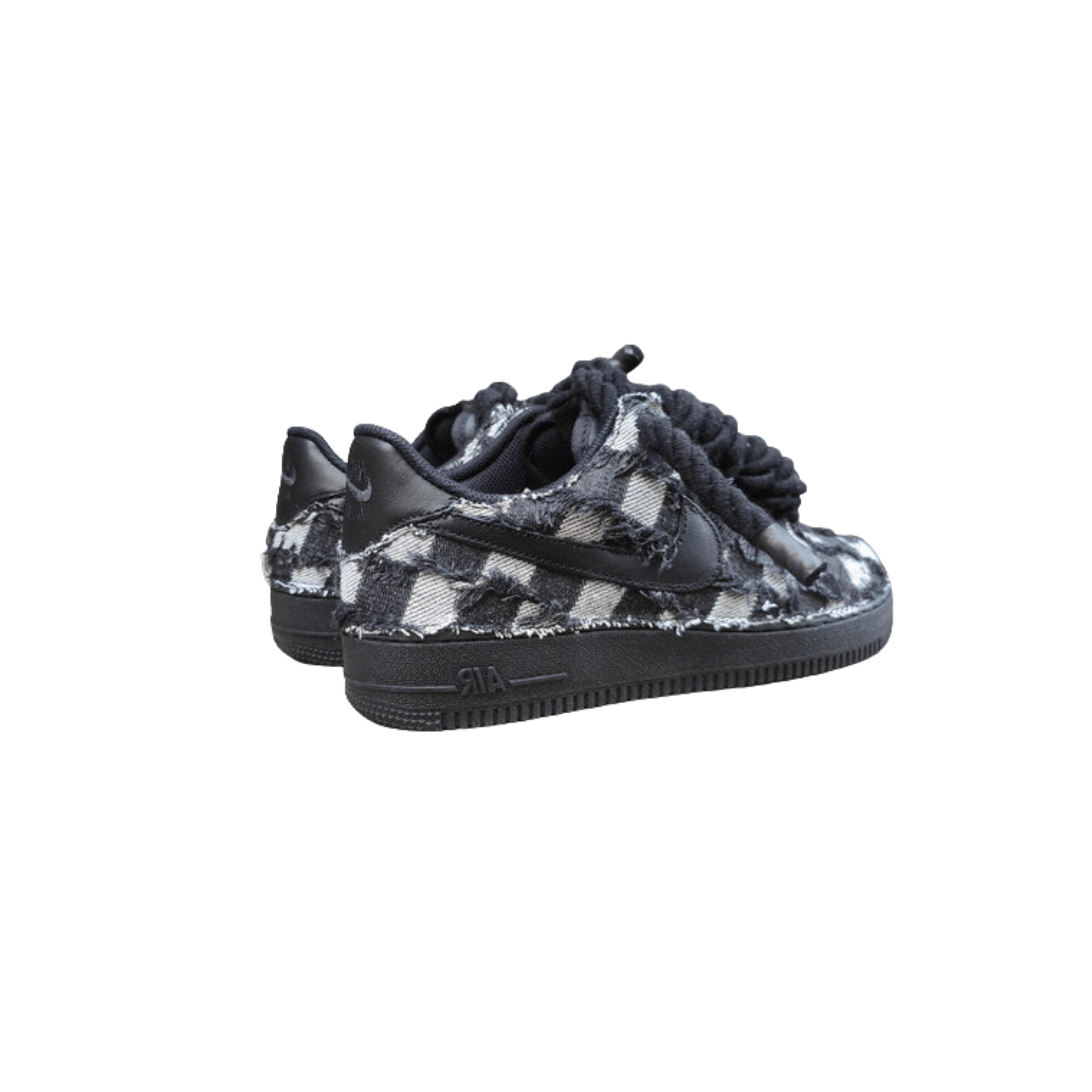 Nike Air Force 1 Rope Custom Denim Jeans Black Nere