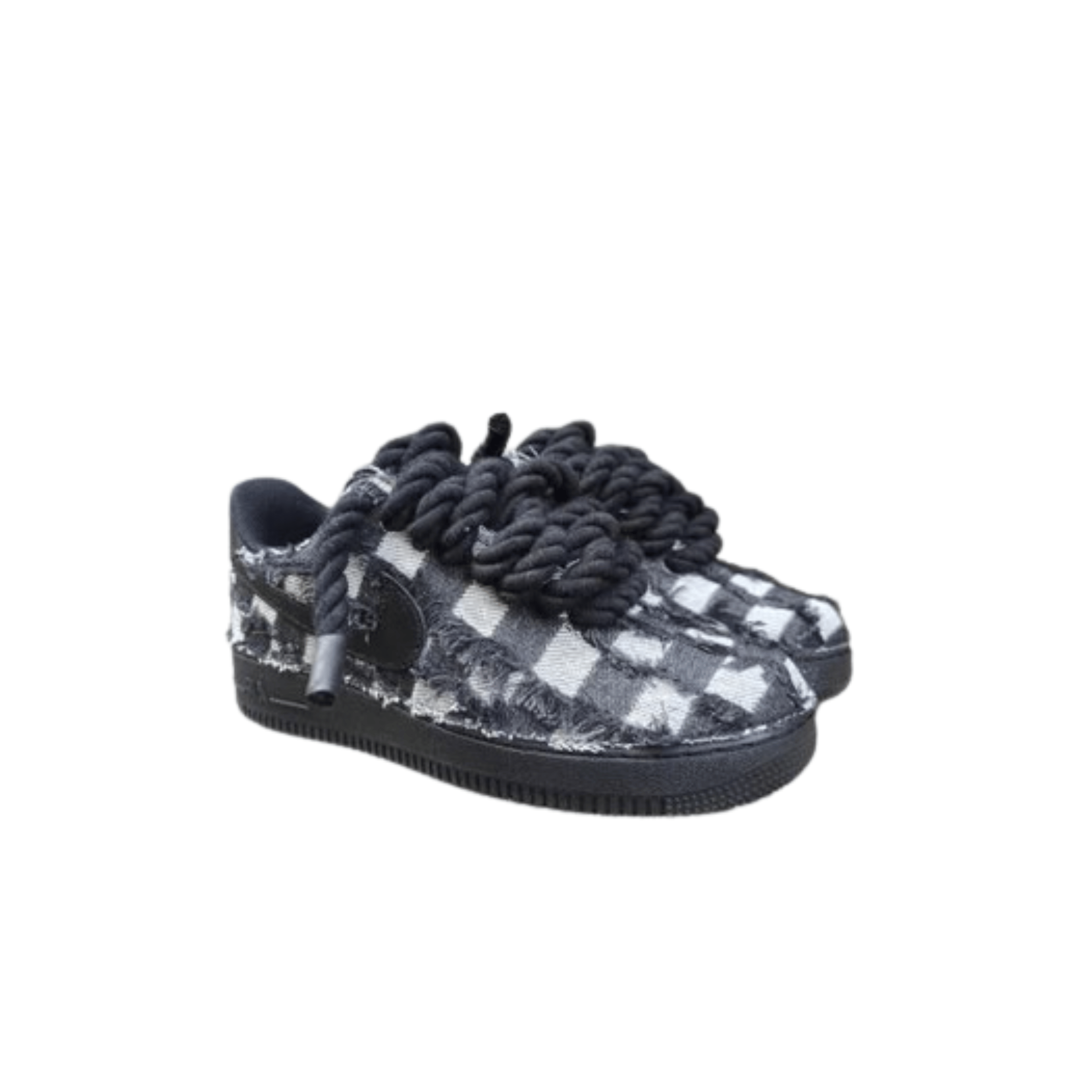 Nike Air Force 1 Rope Custom Denim Jeans Black Nere