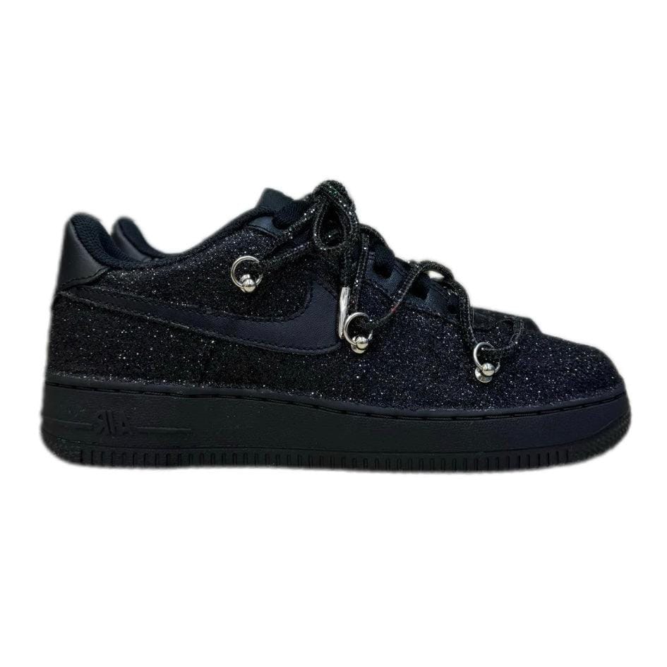 Nike Air Force 1 Custom Black Glitter Laces Off Strass