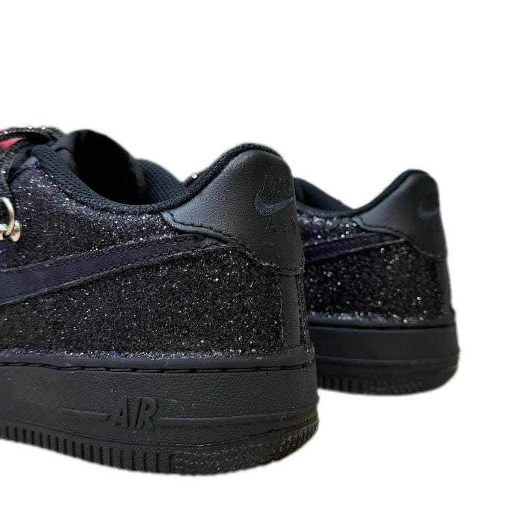 Nike Air Force 1 Custom Black Glitter Laces Off Strass