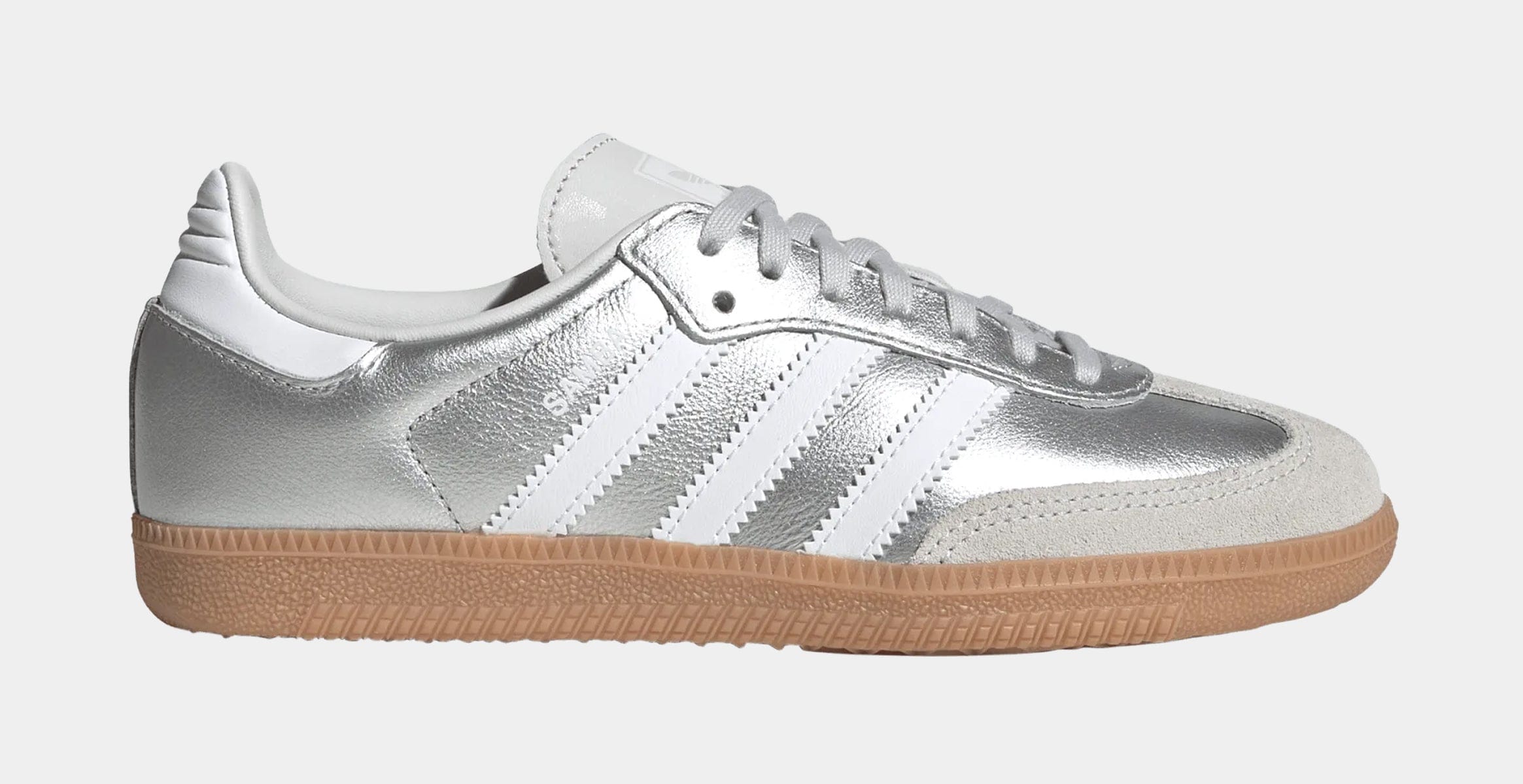 adidas Samba OG Grade School Lifestyle Shoes (Silver Metallic/Cloud White/Gum)