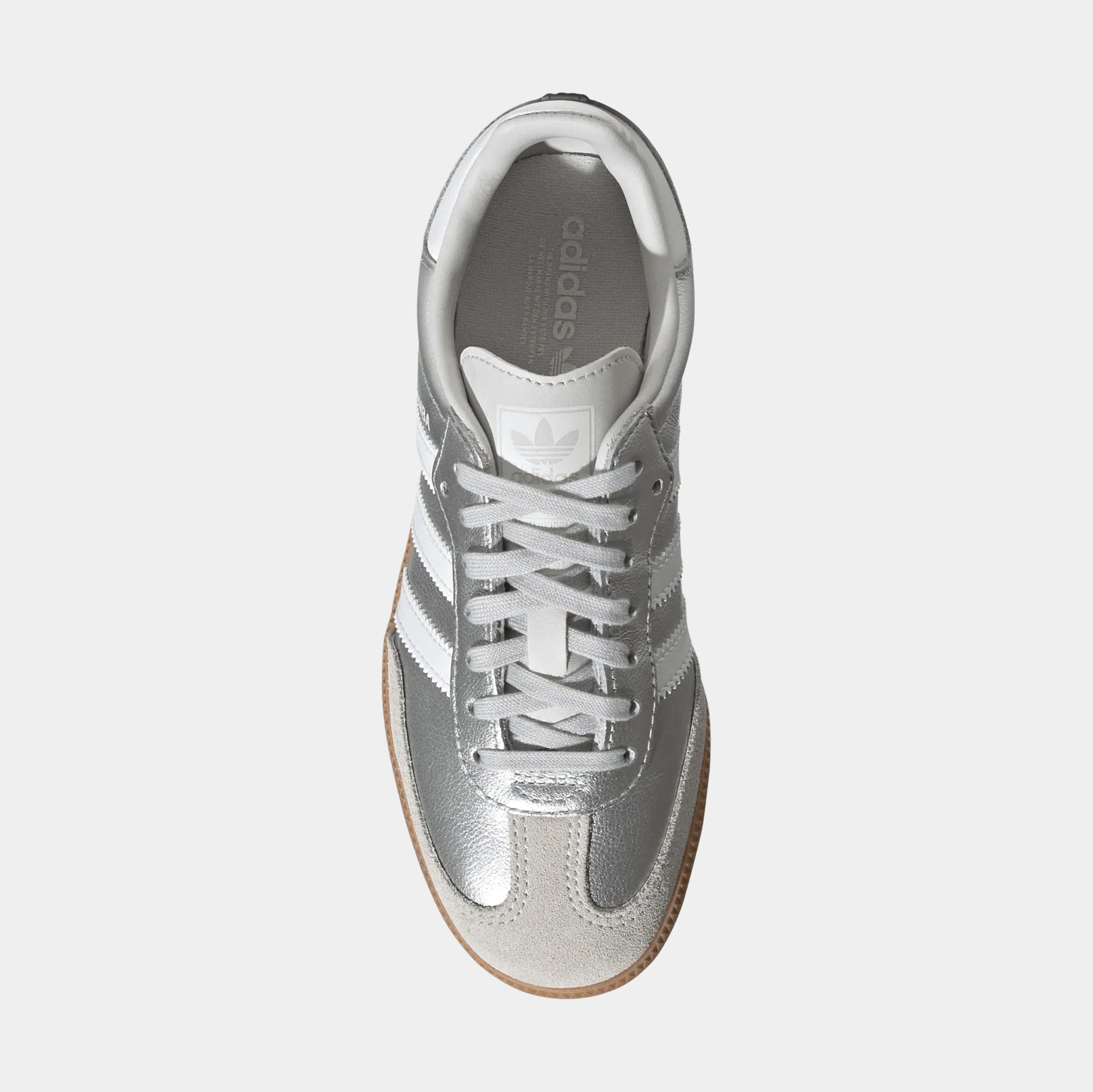 adidas Samba OG Grade School Lifestyle Shoes (Silver Metallic/Cloud White/Gum)