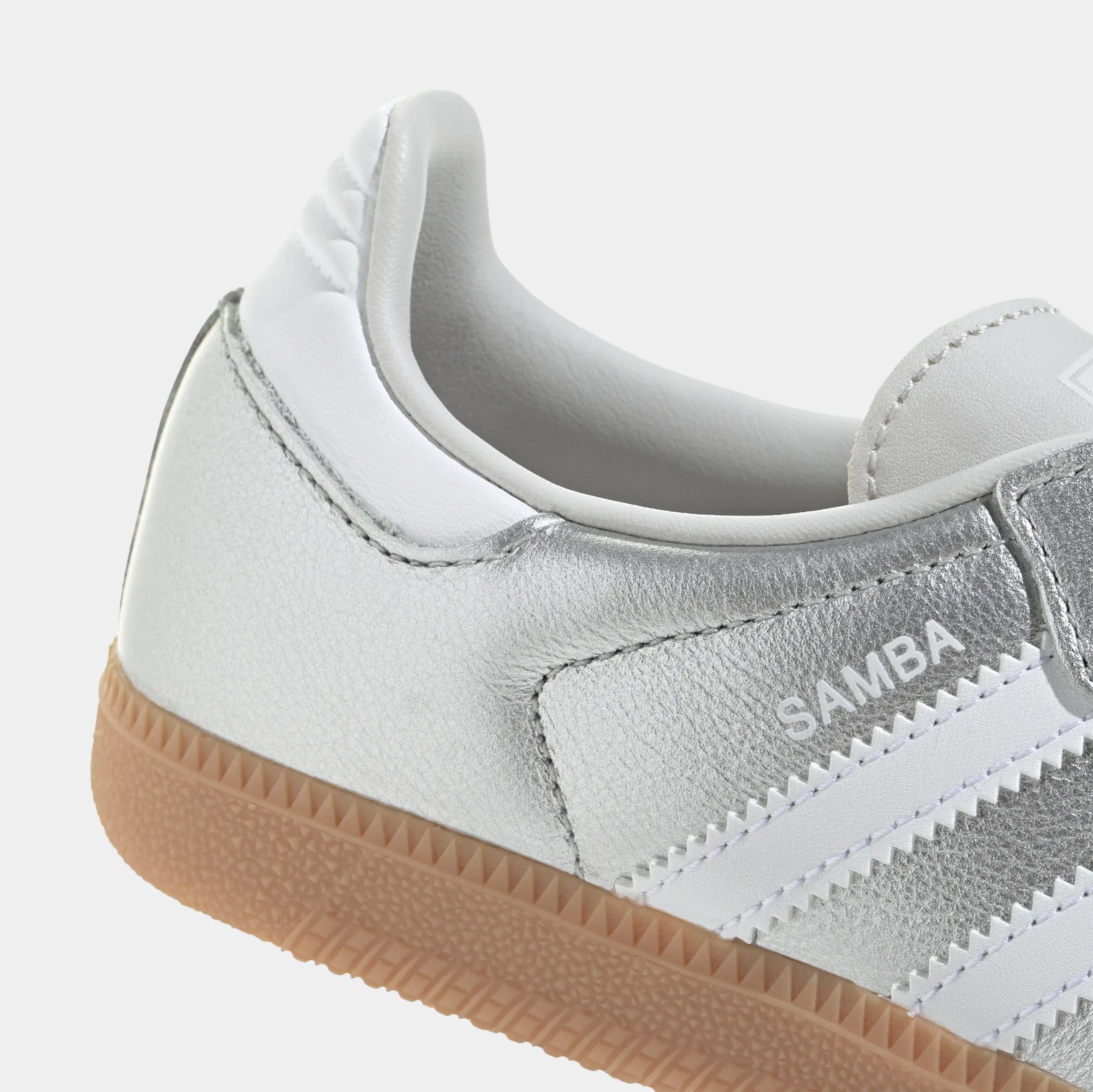 adidas Samba OG Grade School Lifestyle Shoes (Silver Metallic/Cloud White/Gum)
