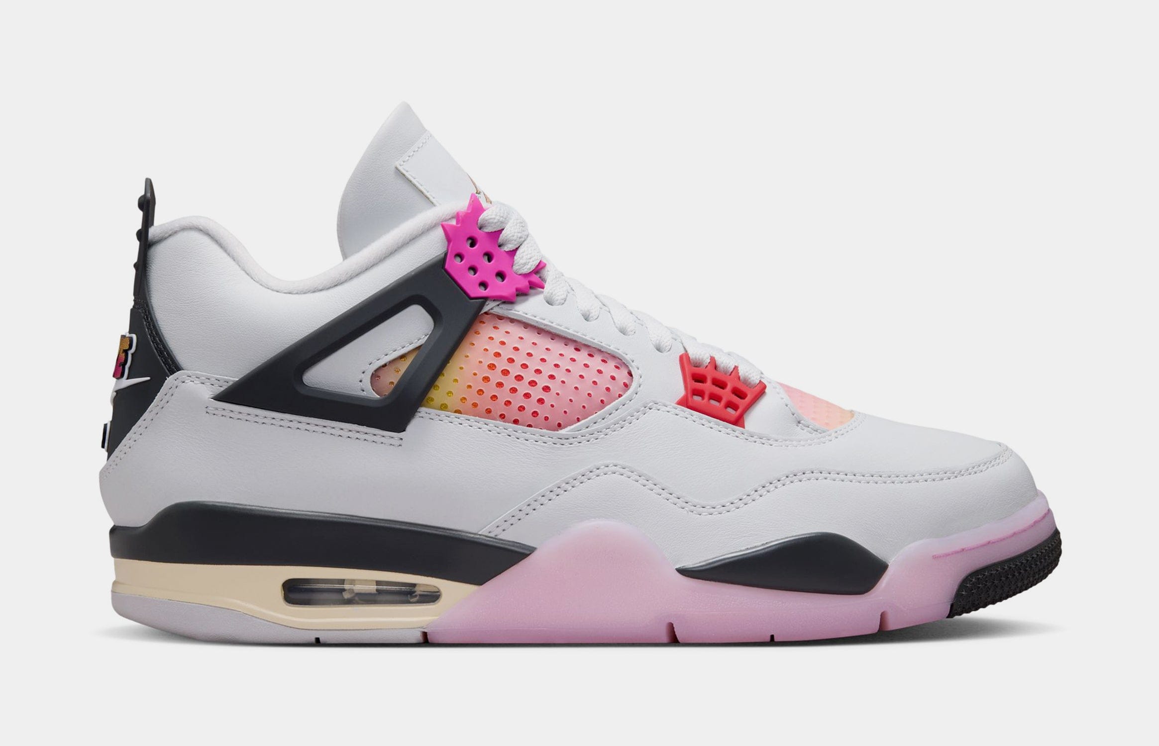 Air Jordan 4 Retro Comic Mens Lifestyle Shoes (Off White/Fire Pink/Anthracite) Free Shipping
