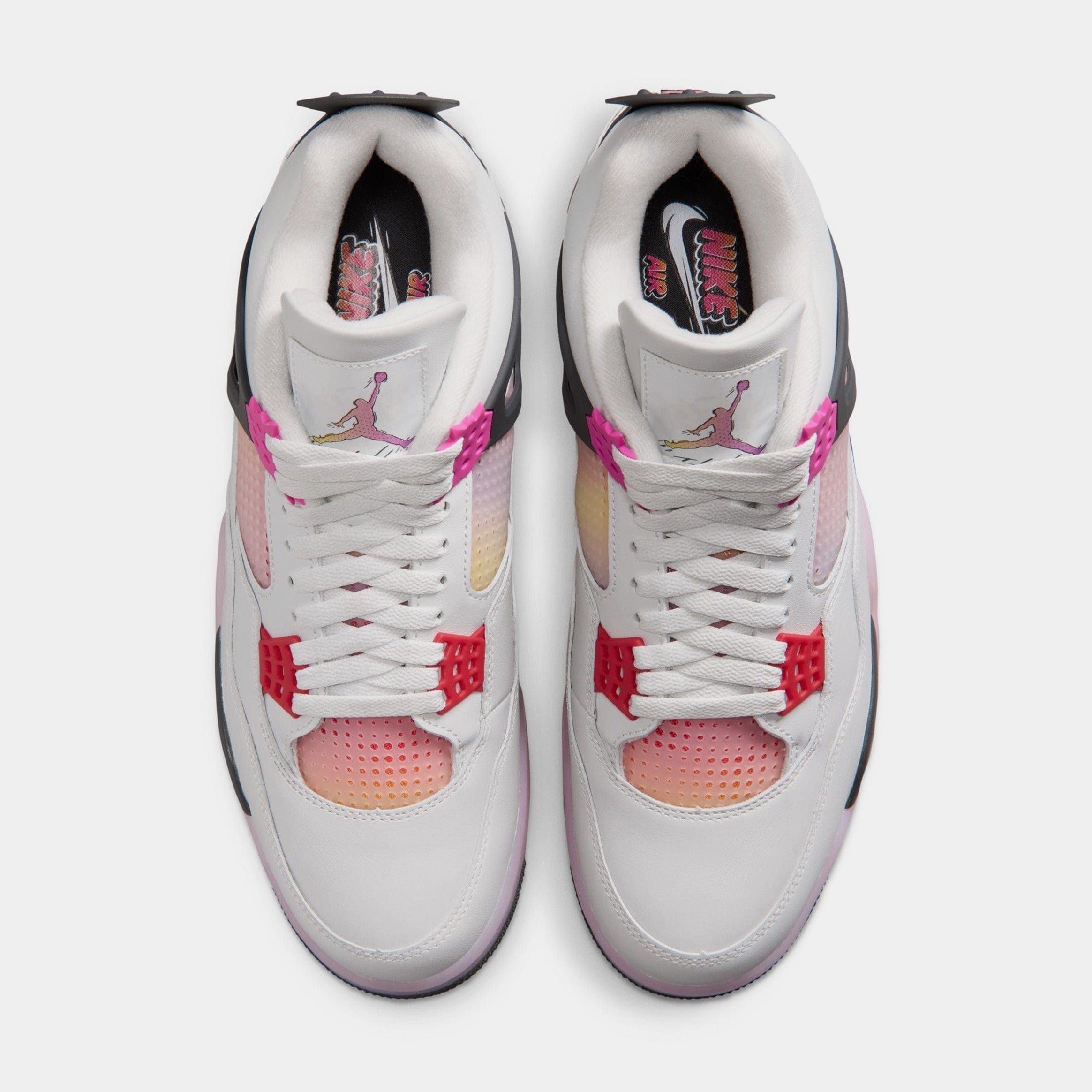 Air Jordan 4 Retro Comic Mens Lifestyle Shoes (Off White/Fire Pink/Anthracite) Free Shipping