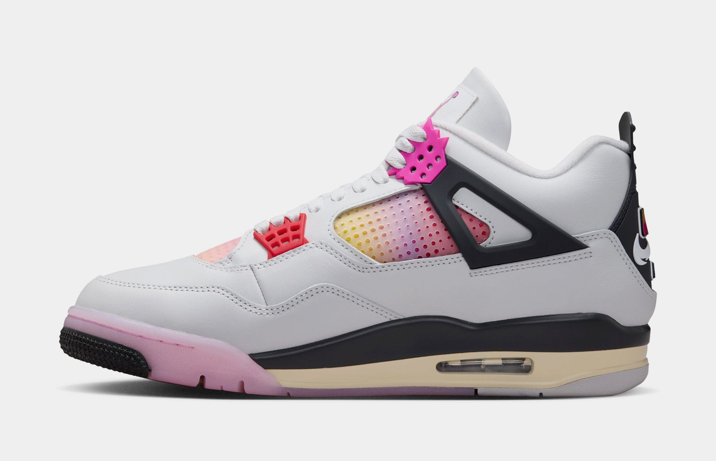 Air Jordan 4 Retro Comic Mens Lifestyle Shoes (Off White/Fire Pink/Anthracite) Free Shipping
