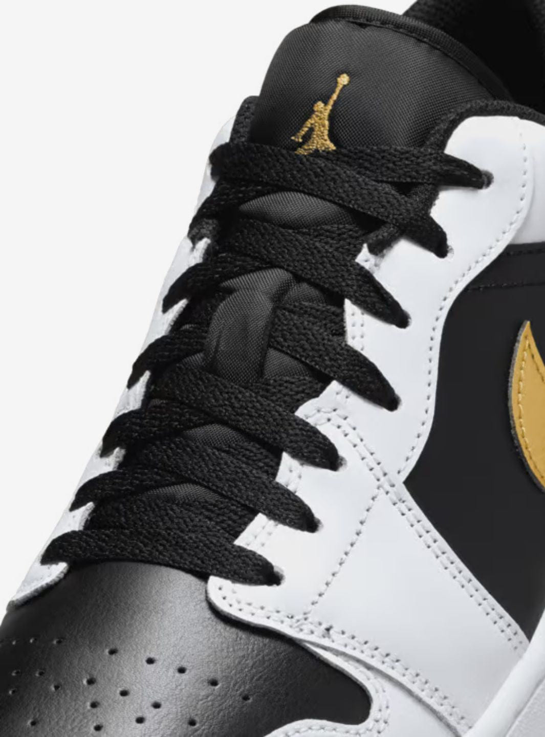 Air Jordan 1 Low White Black Metallic Gold Swoosh