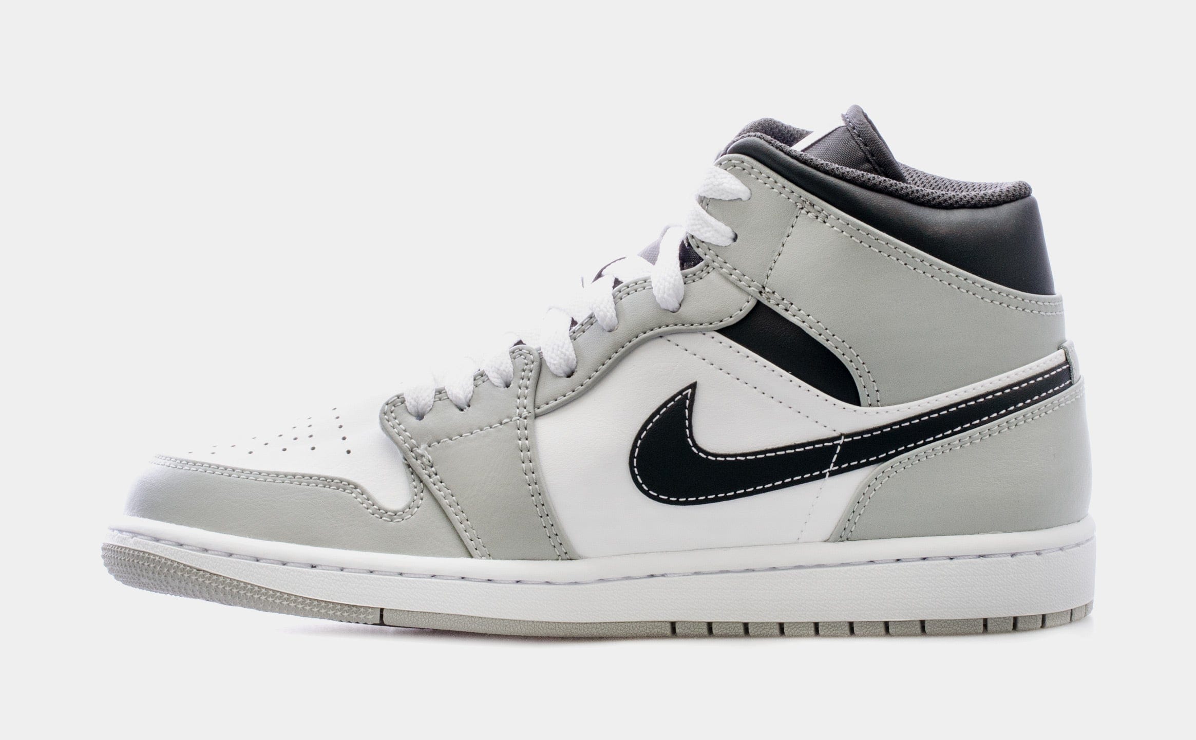 Air Jordan 1 Mid Mens Lifestyle Shoes (Light Smoke Grey/White/Anthracite)