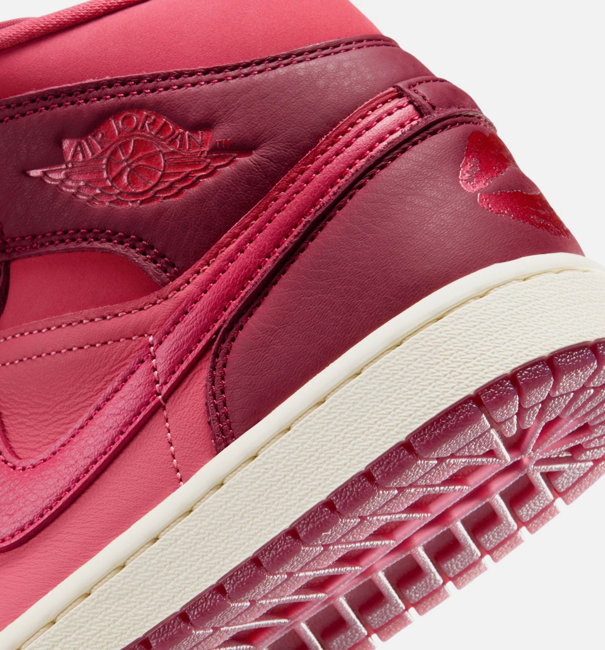 Air Jordan 1 Mid SE Valentines Day Womens Lifestyle Shoe - Team Red/Sierra Red/Pueblo Red