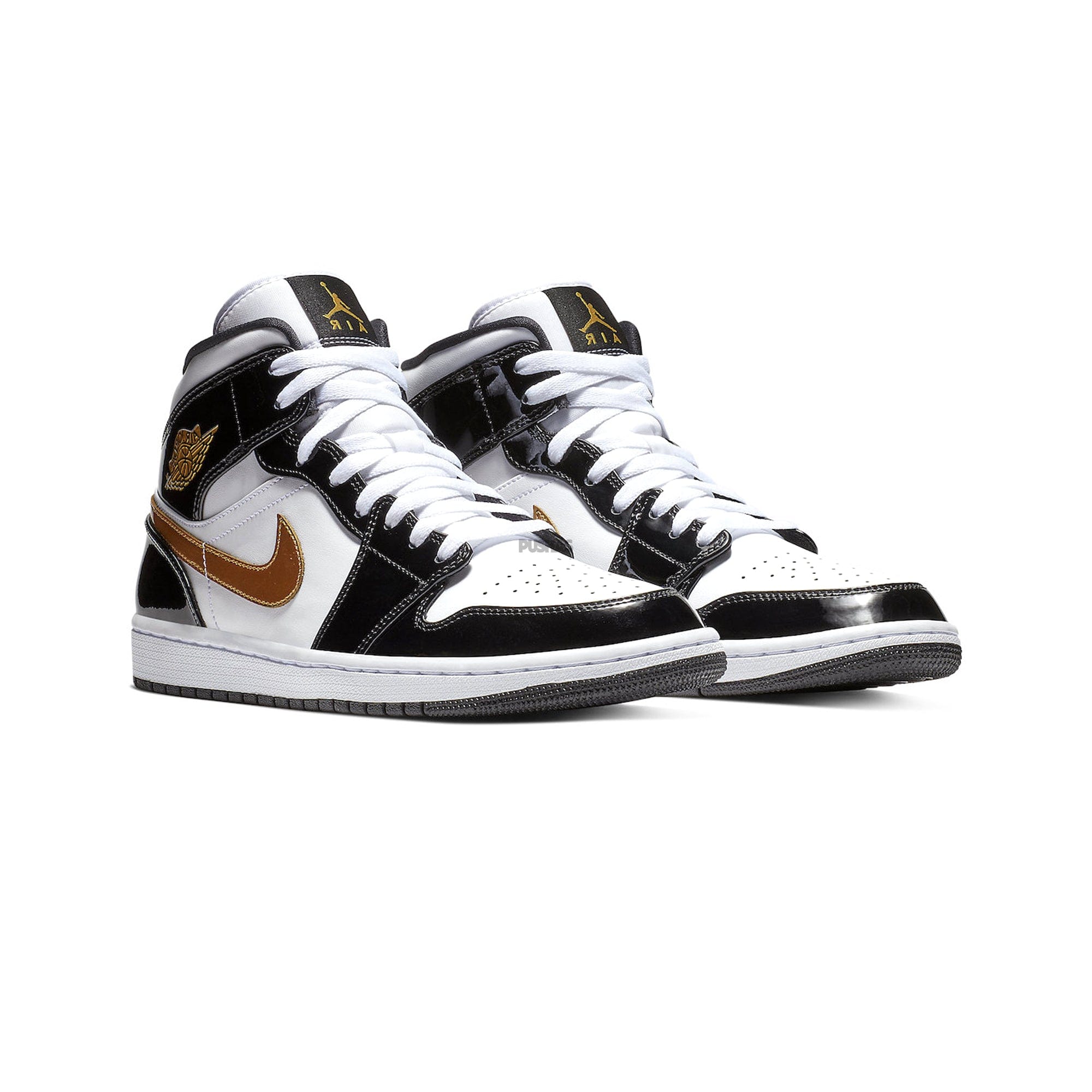 Air Jordan 1 Mid Patent Black White Gold (2019)