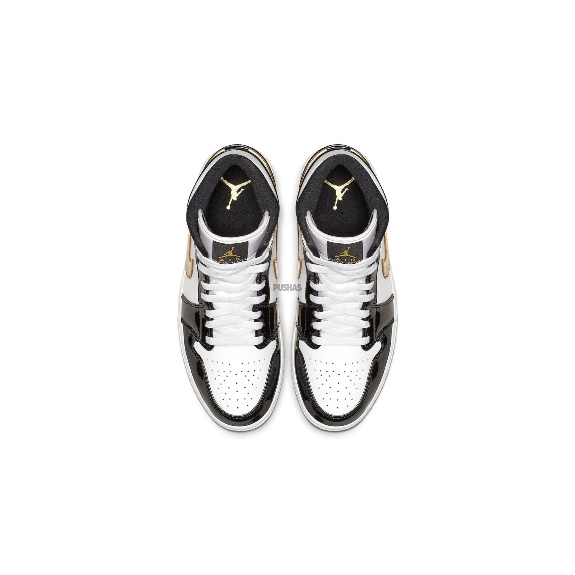Air Jordan 1 Mid Patent Black White Gold (2019)