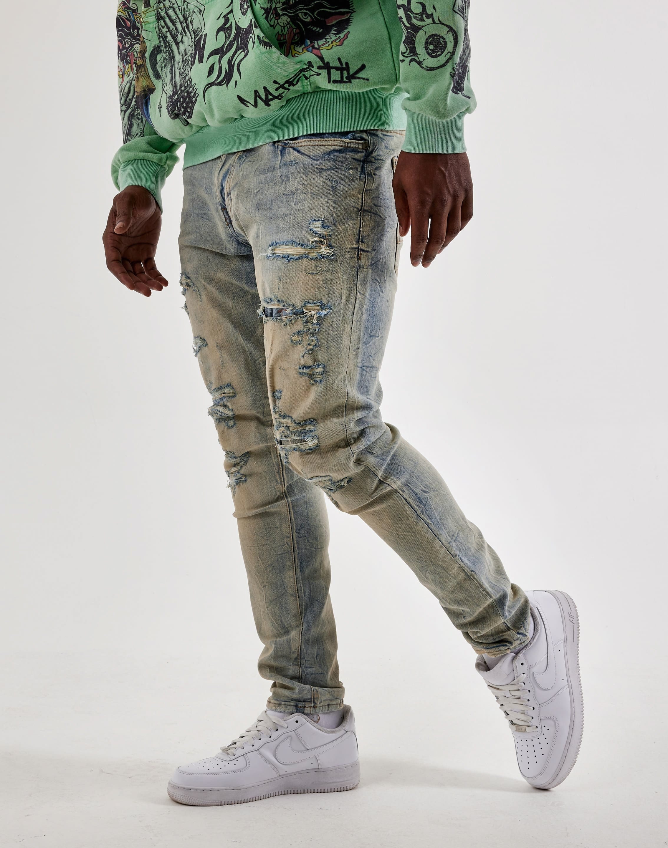 Air Jordan Jordan Craig Distressed Slim Denim Jeans