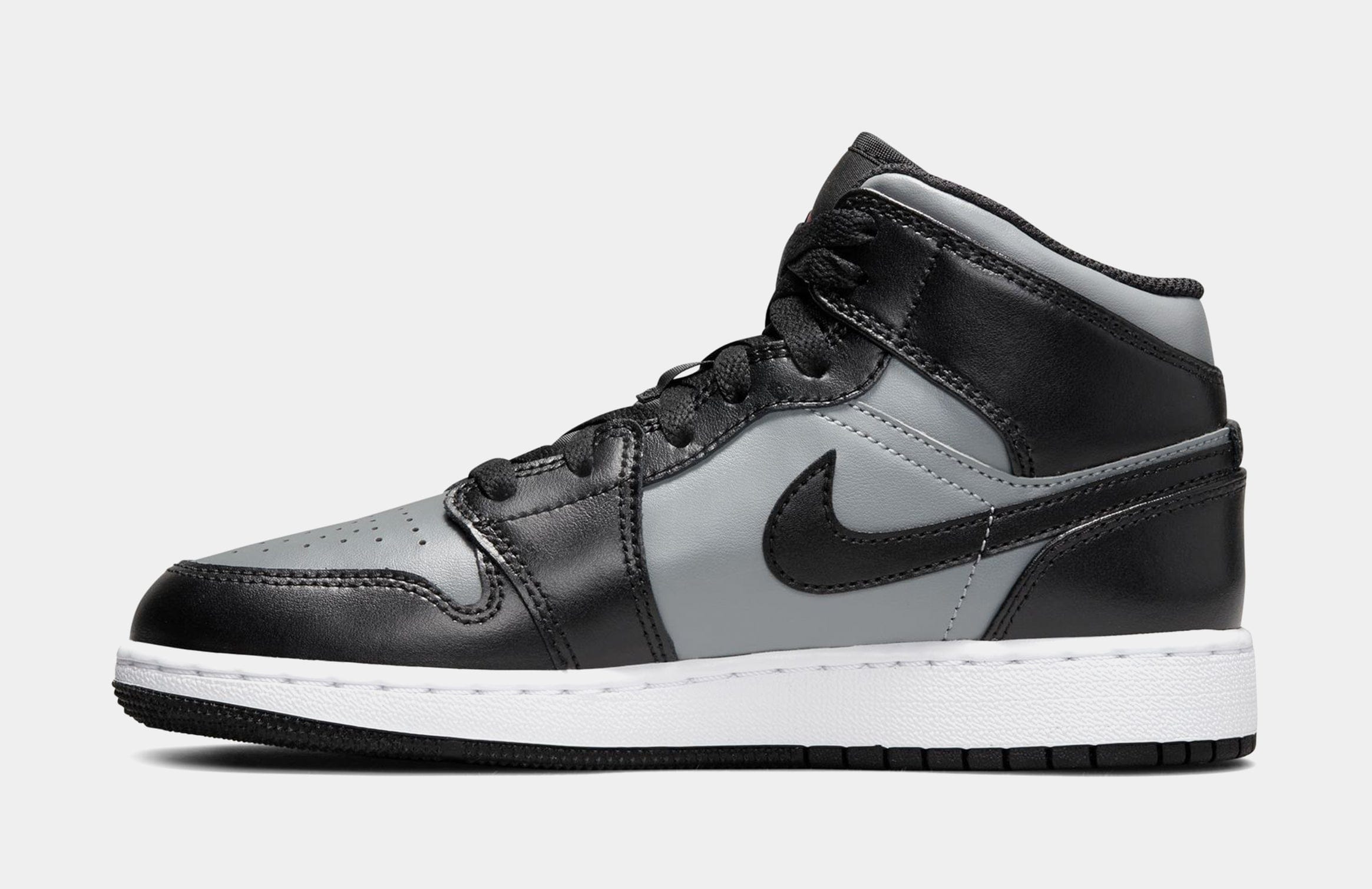 Air Jordan Jordan 1 Mid Grade School Lifestyle Shoes (Black/Gym Red/Particle Grey/White)