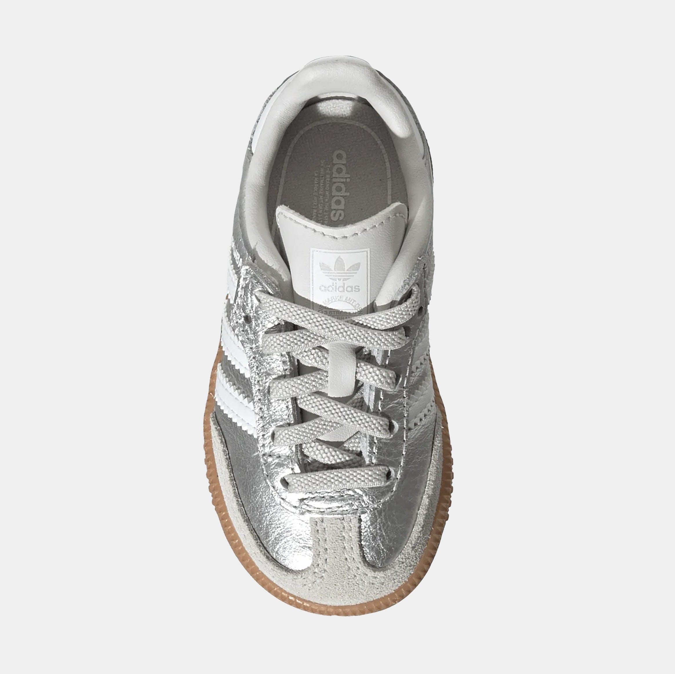 adidas Samba OG Comfort Closure Elastic Lace Infant Toddler Lifestyle Shoes (Silver Metallic/Cloud White/Gum)