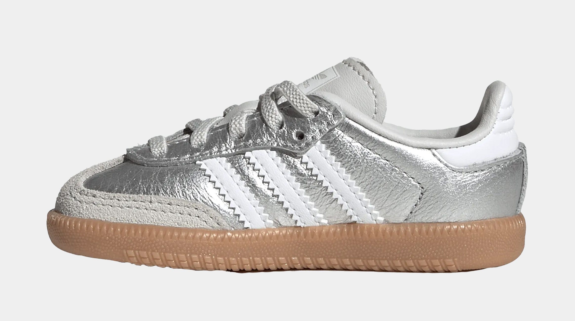 adidas Samba OG Comfort Closure Elastic Lace Infant Toddler Lifestyle Shoes (Silver Metallic/Cloud White/Gum)