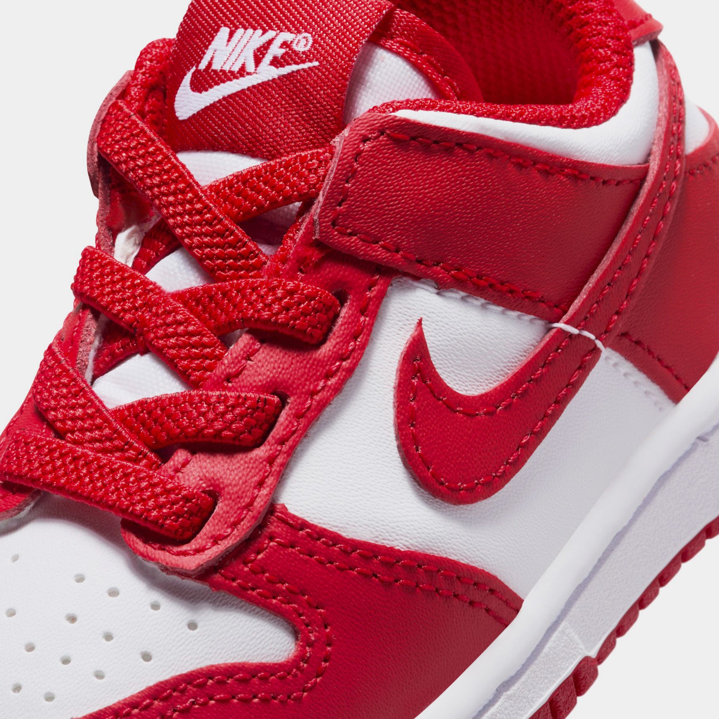 Nike Dunk Low Infant Toddler Lifestyle Shoes (White/University Red/White)