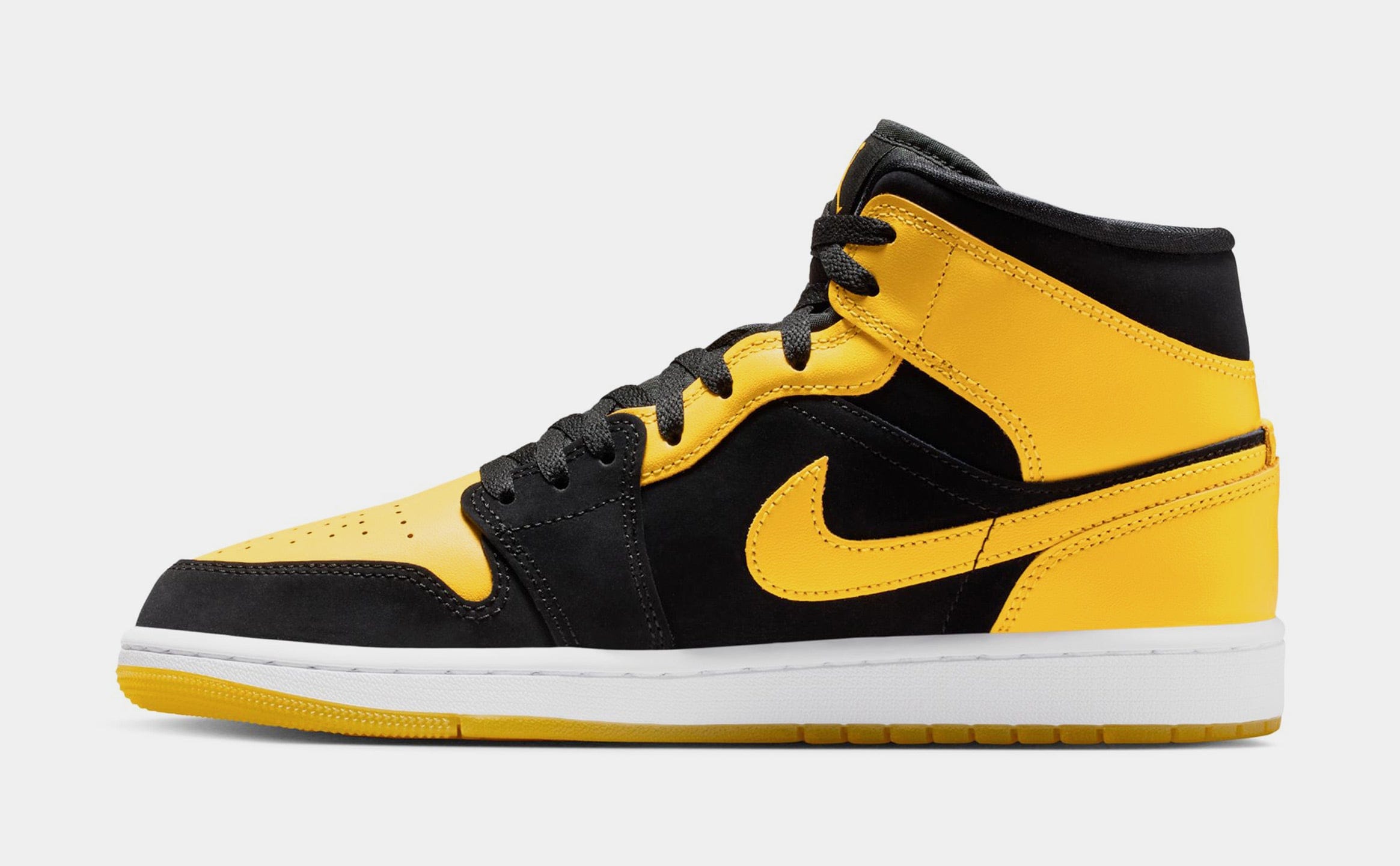 Air Jordan 1 Mid Mens Lifestyle Shoes (Black/Varsity Maize/White)