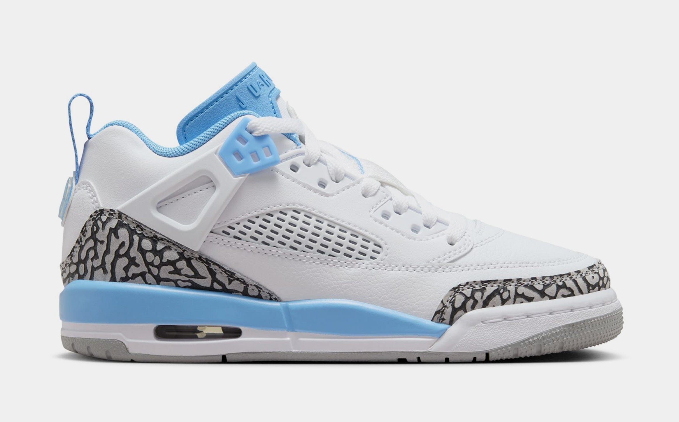 Air Jordan Spizike Low Grade School Basketball Shoes (White/Wolf Grey/Anthracite/University Blue)