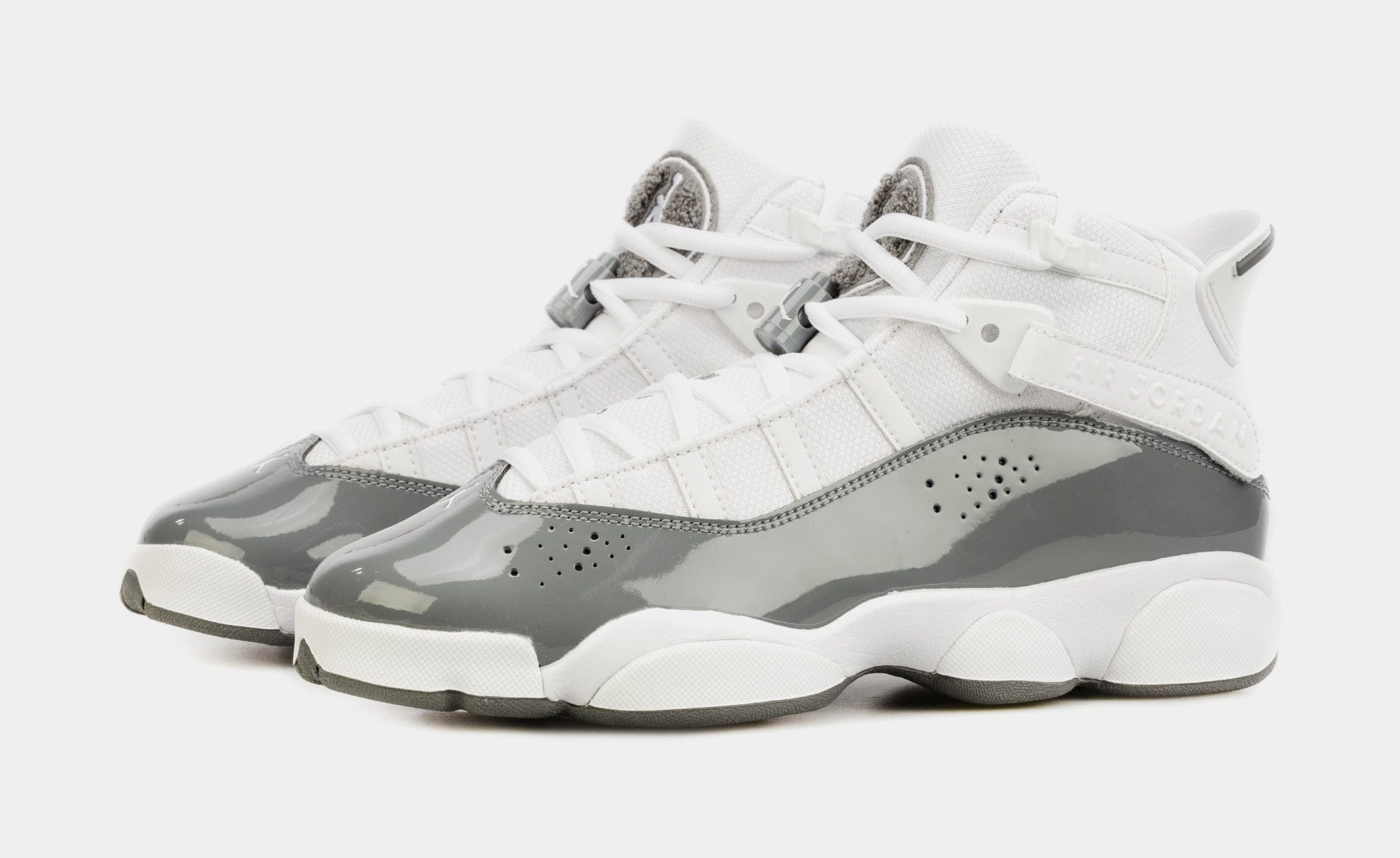 Air Jordan 6 Rings Grade School Lifestyle Shoes (Grey/White)