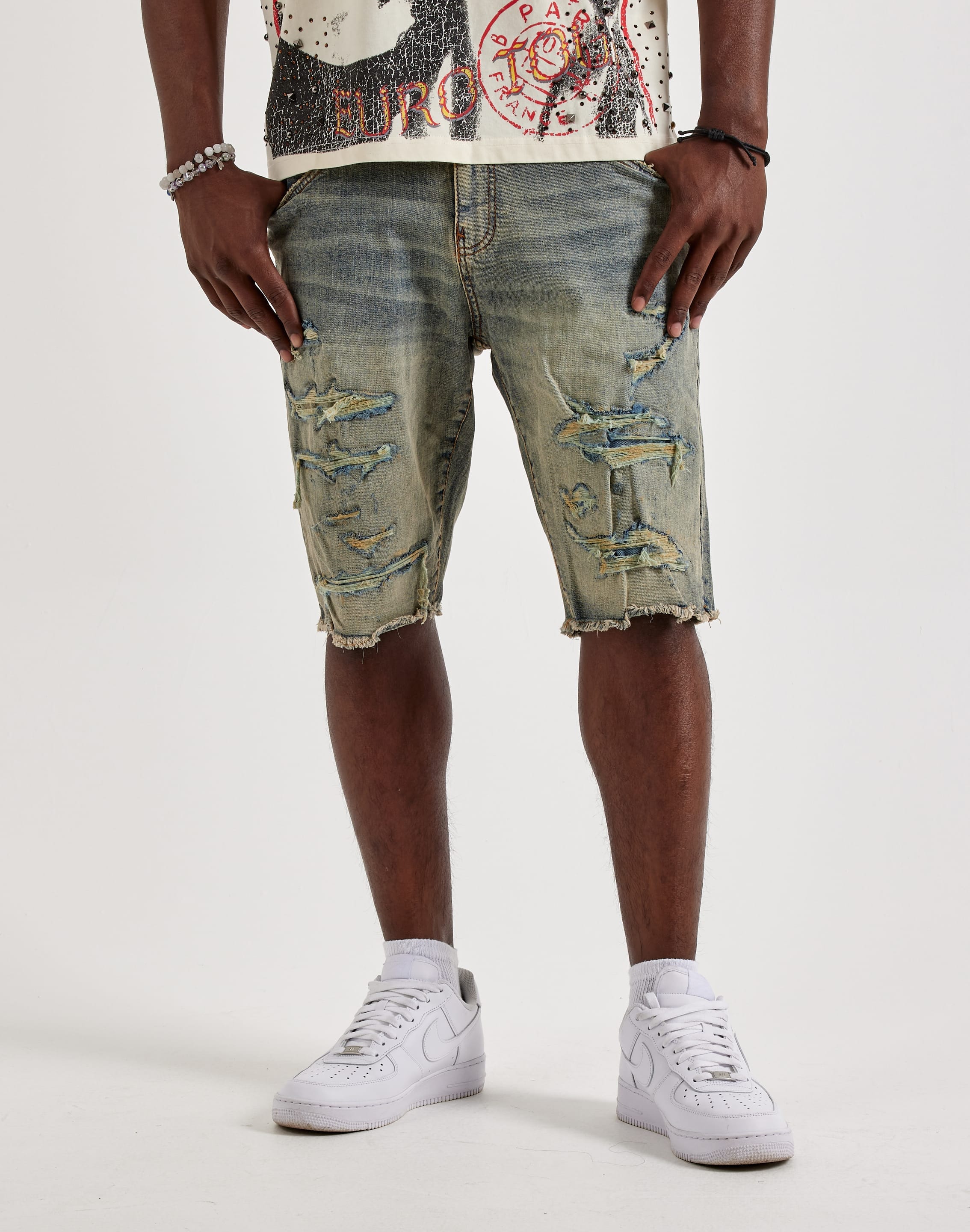 Air Jordan Jordan Craig Distressed Basic Denim Shorts