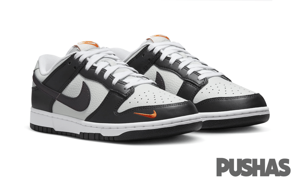 Nike Dunk Low Grey Black Orange Mini Swoosh