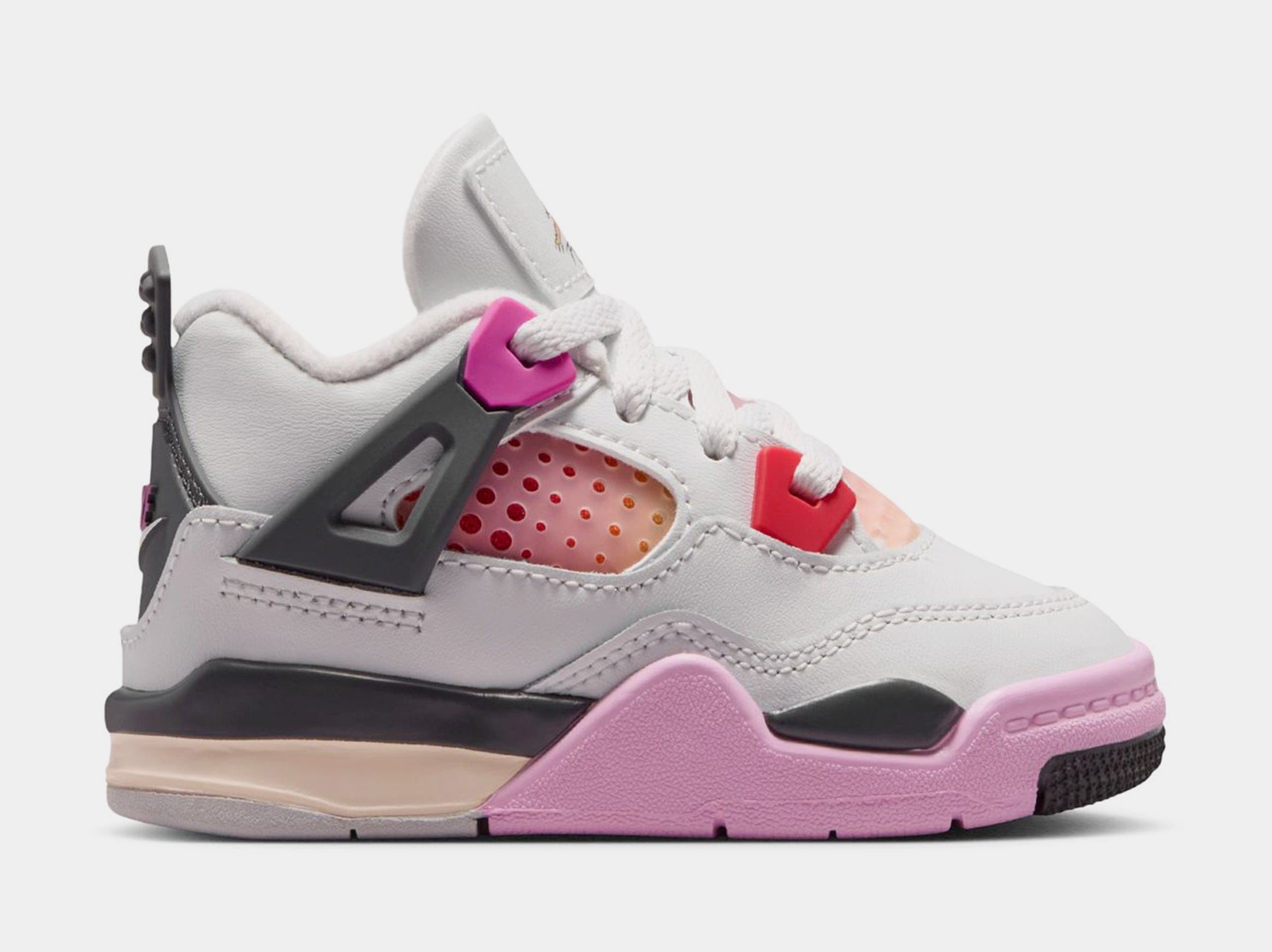 Air Jordan 4 Retro Comic Infant Toddler Lifestyle Shoes (Off White/Fire Pink/Anthracite) Free Shipping
