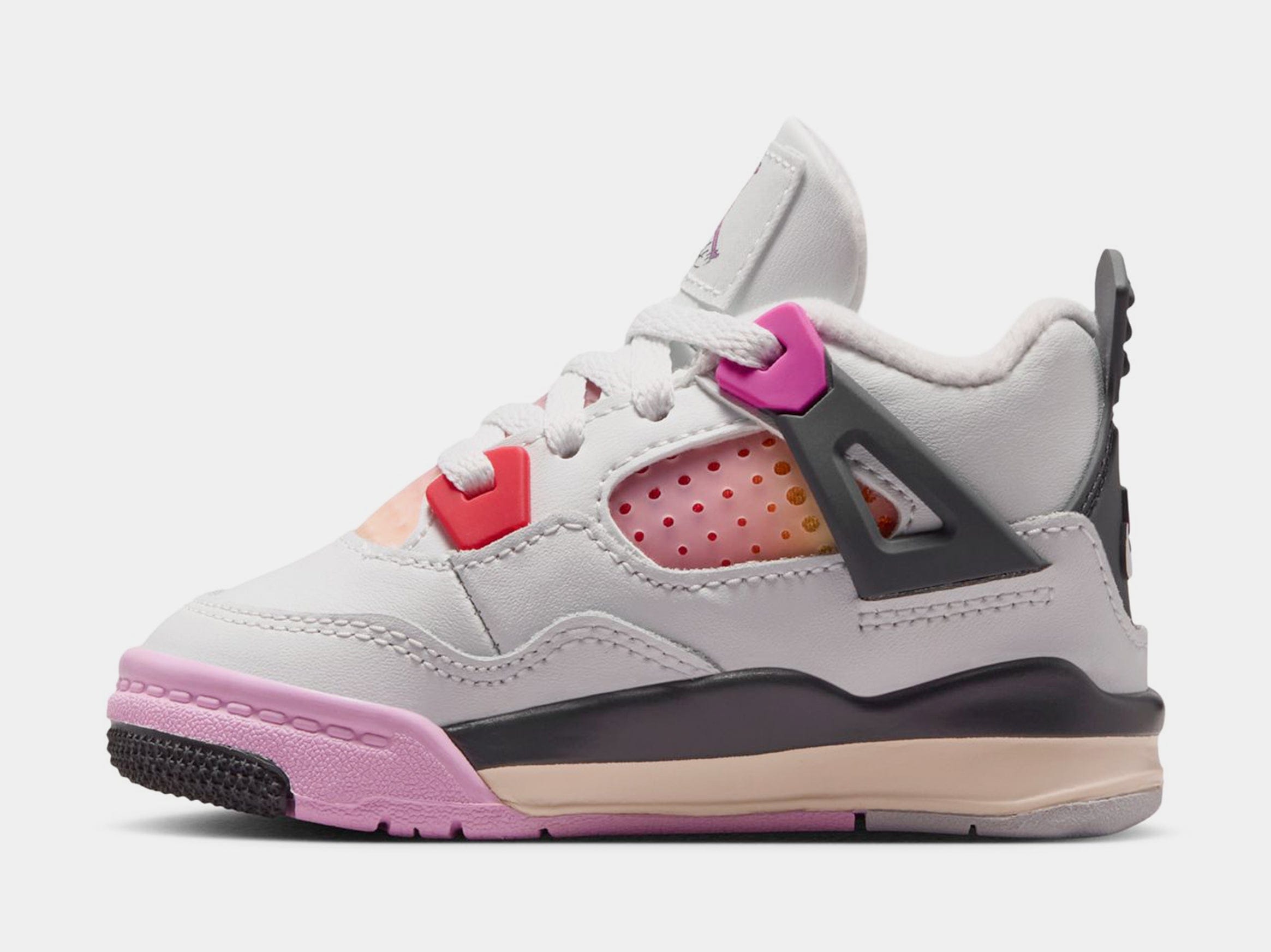Air Jordan 4 Retro Comic Infant Toddler Lifestyle Shoes (Off White/Fire Pink/Anthracite) Free Shipping