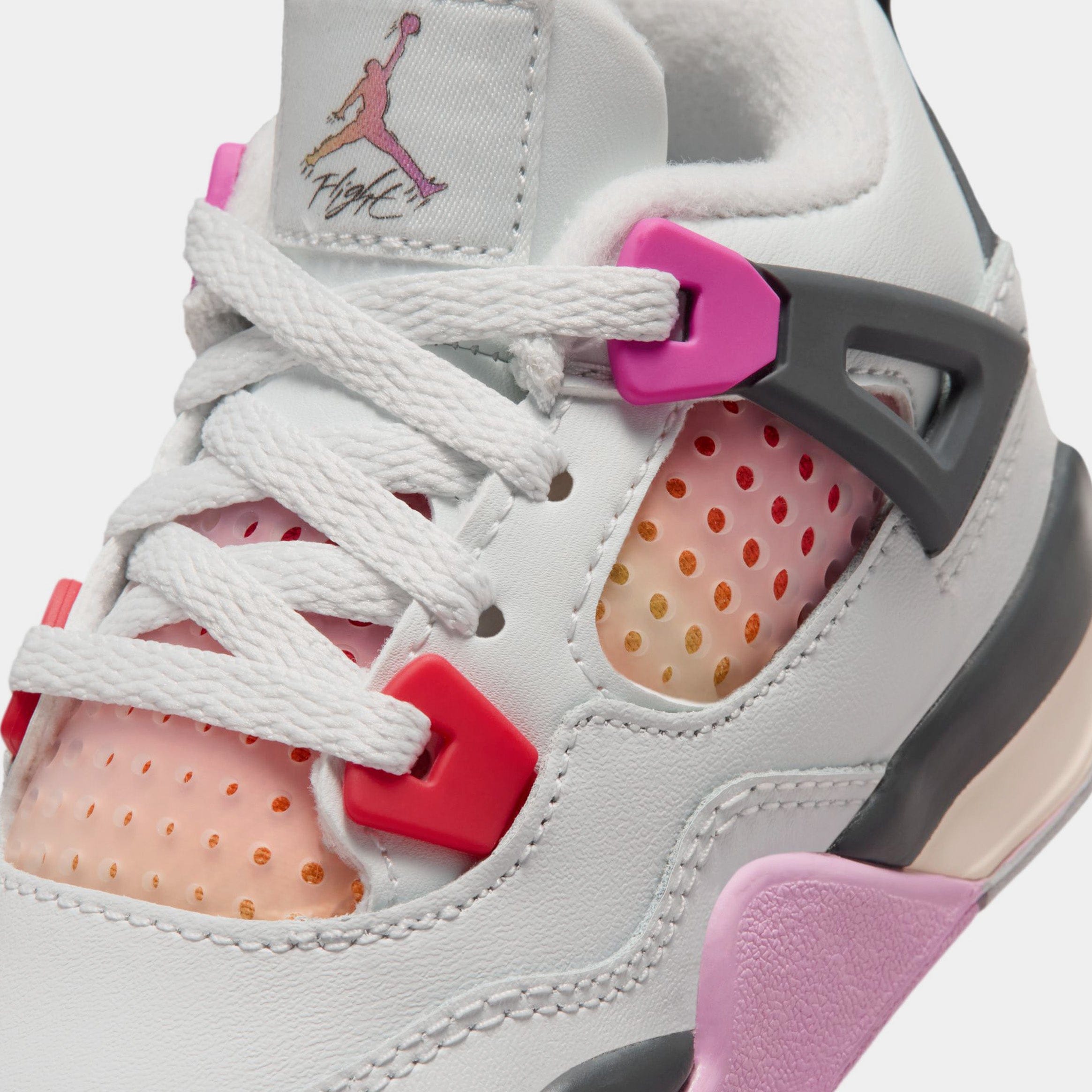 Air Jordan 4 Retro Comic Infant Toddler Lifestyle Shoes (Off White/Fire Pink/Anthracite) Free Shipping