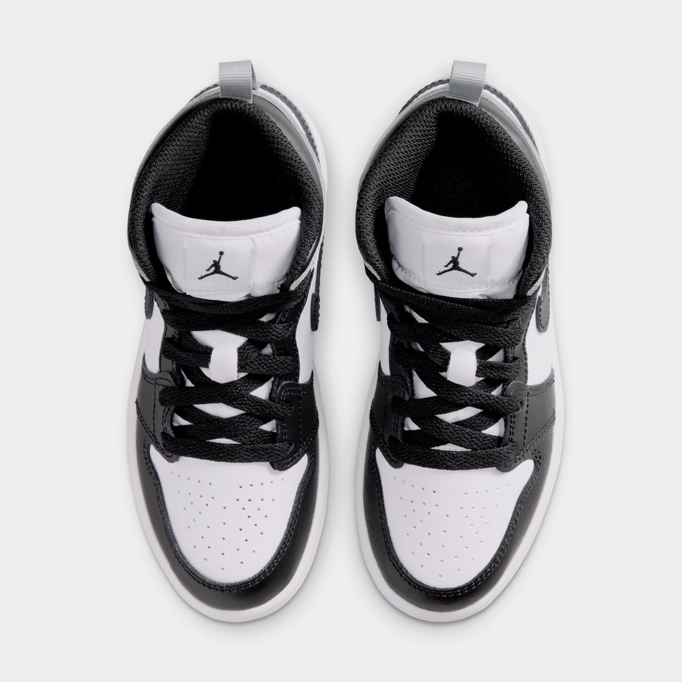Air Jordan 1 Mid Preschool Lifestyle Shoes (White/Light Smoke Grey/Black)