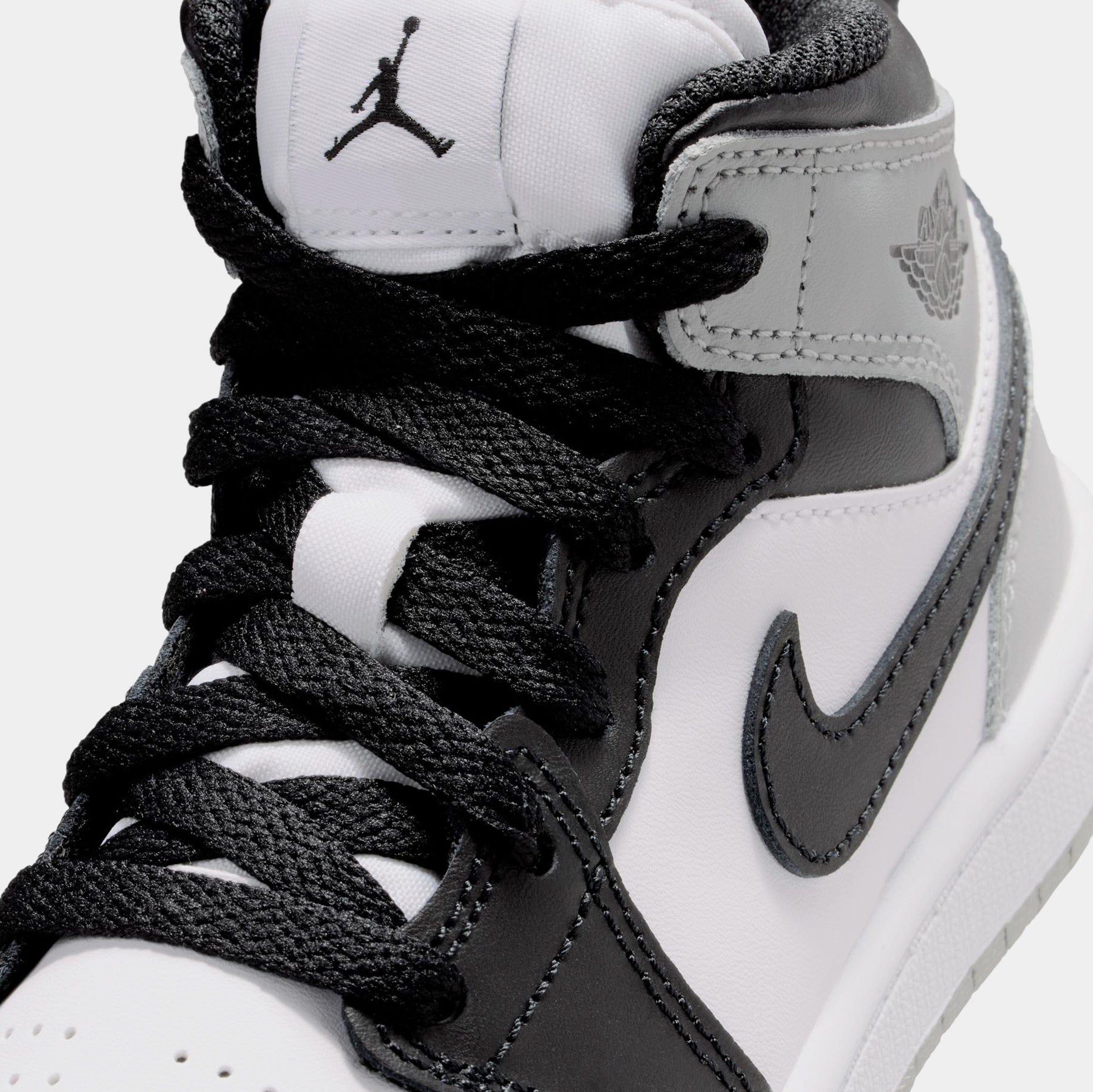 Air Jordan 1 Mid Preschool Lifestyle Shoes (White/Light Smoke Grey/Black)