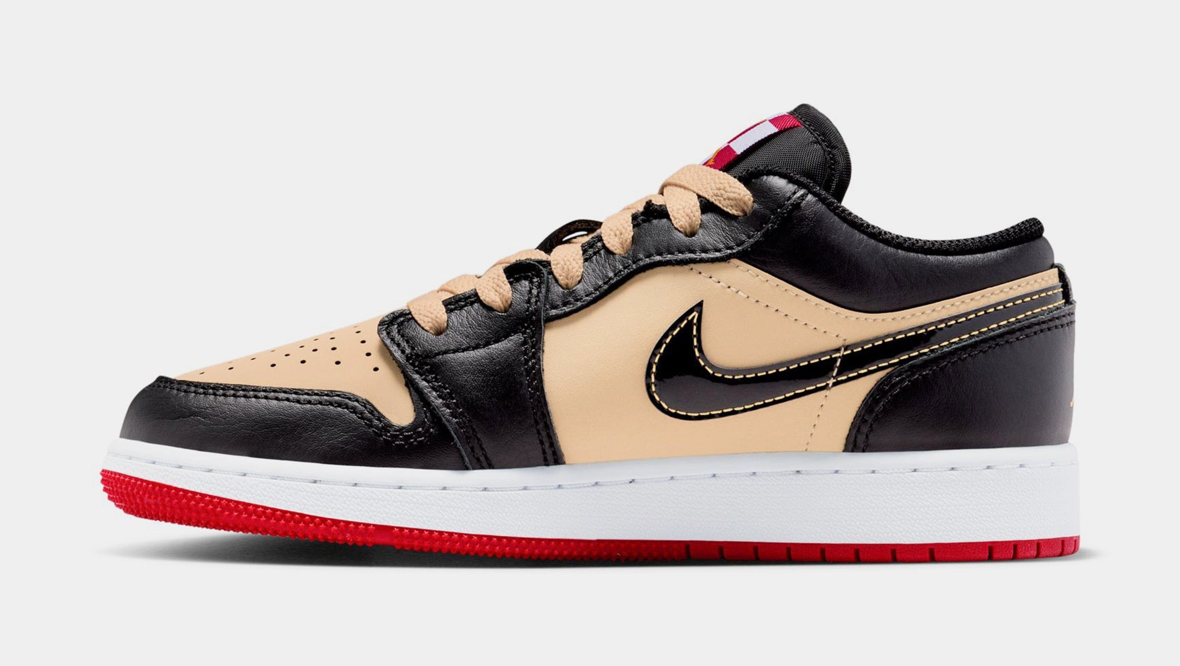 Air Jordan 1 Low SE Pizza Grade School Lifestyle Shoes (Sesame/Fire Red/White/Black)