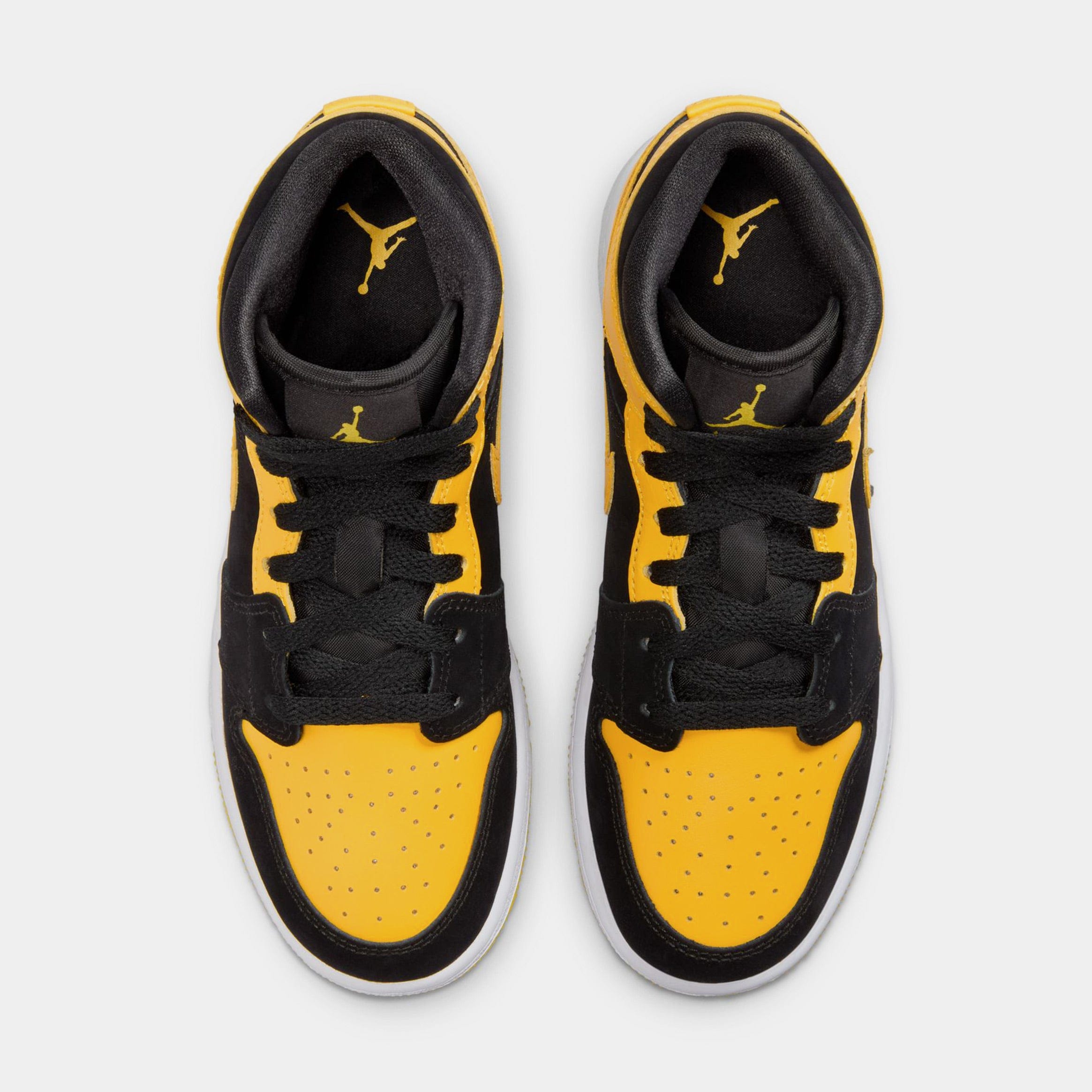 Air Jordan 1 Mid Grade School Lifestyle Shoes ( Black/White/Varsity Maize)