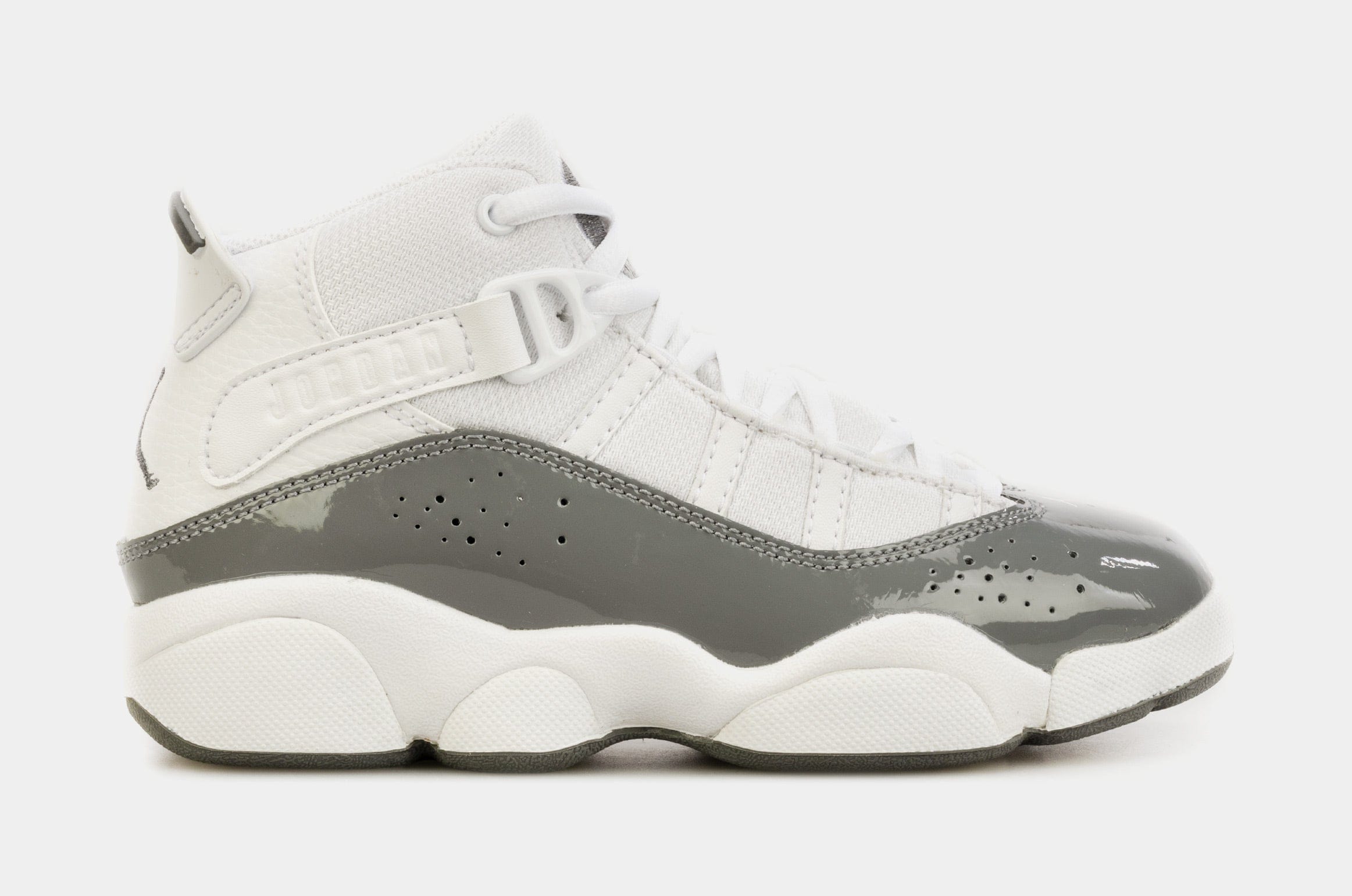 Air Jordan 6 Rings Preschool Basketball Shoes (Grey/White)
