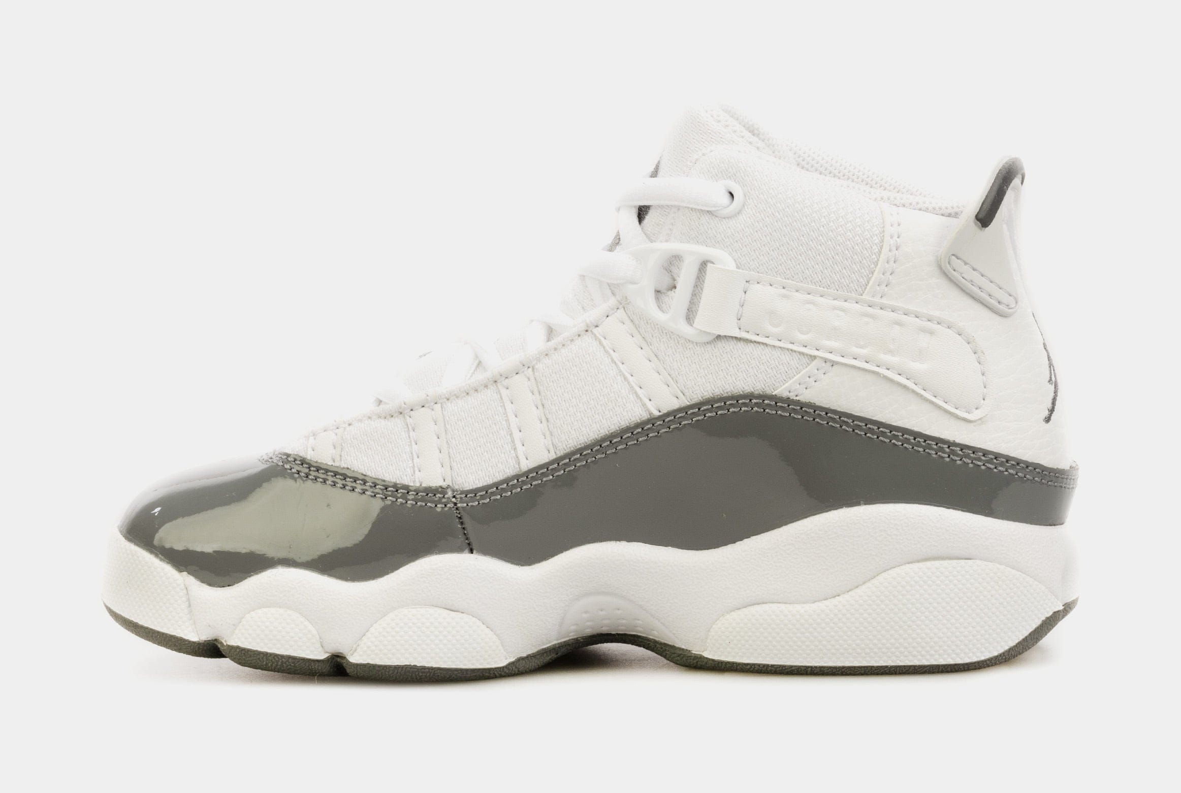 Air Jordan 6 Rings Preschool Basketball Shoes (Grey/White)