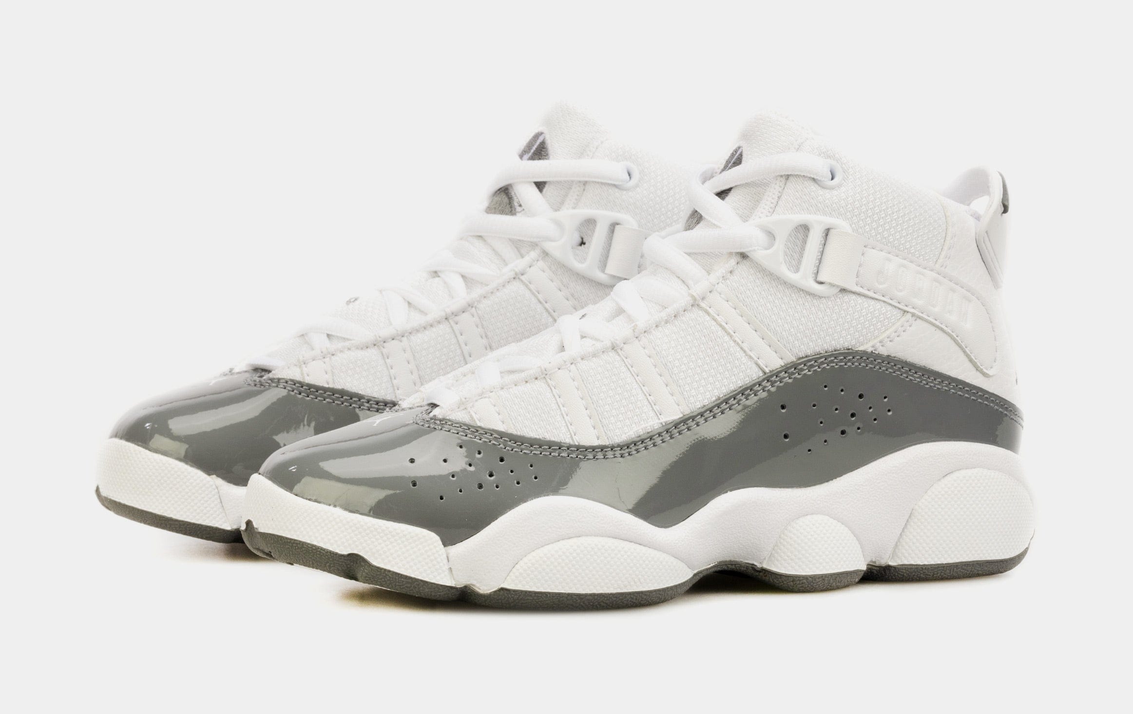 Air Jordan 6 Rings Preschool Basketball Shoes (Grey/White)