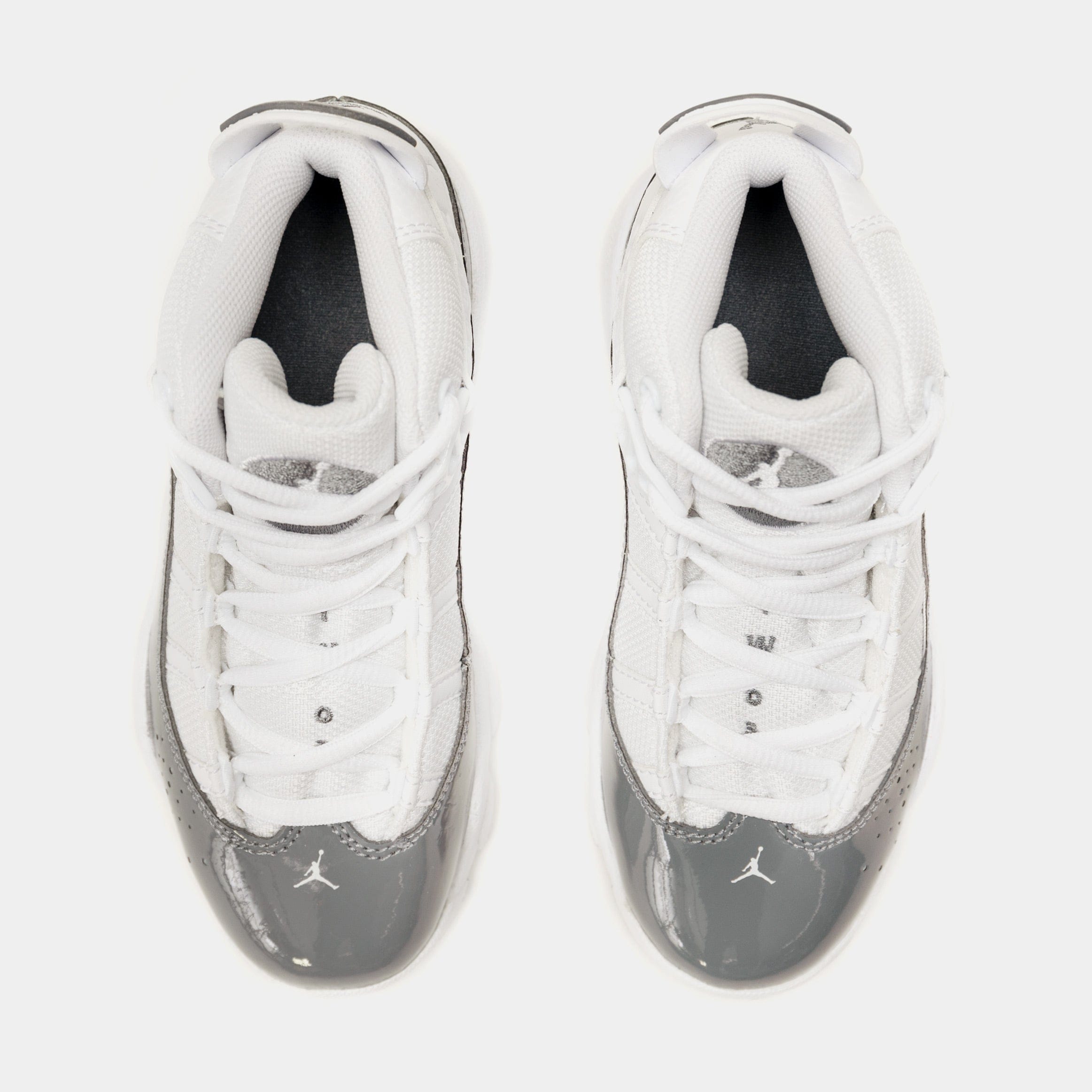 Air Jordan 6 Rings Preschool Basketball Shoes (Grey/White)