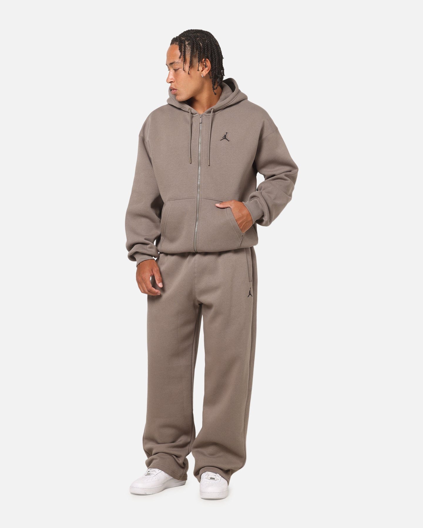 Air Jordan Jordan Jumpman Brooklyn Oversized Fleece Hoodie Olive Grey/Black